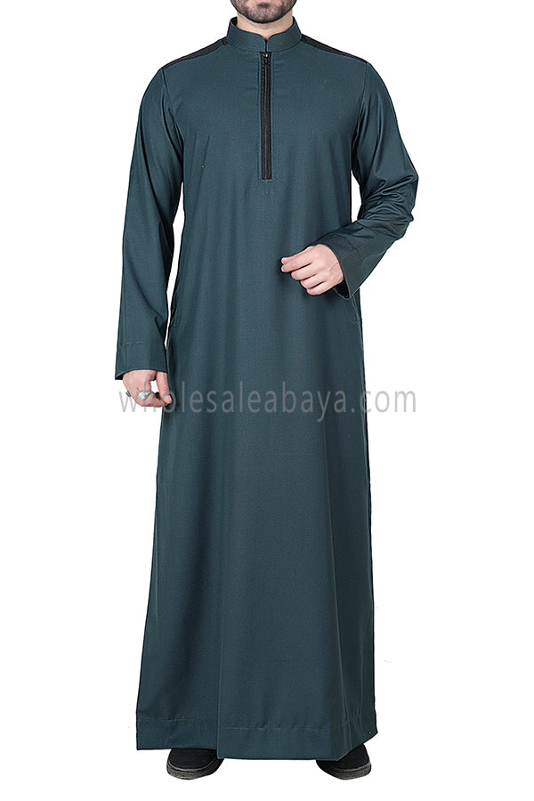 Men's Zip-up Collar Thoube 90052 MR9 Bottle Green