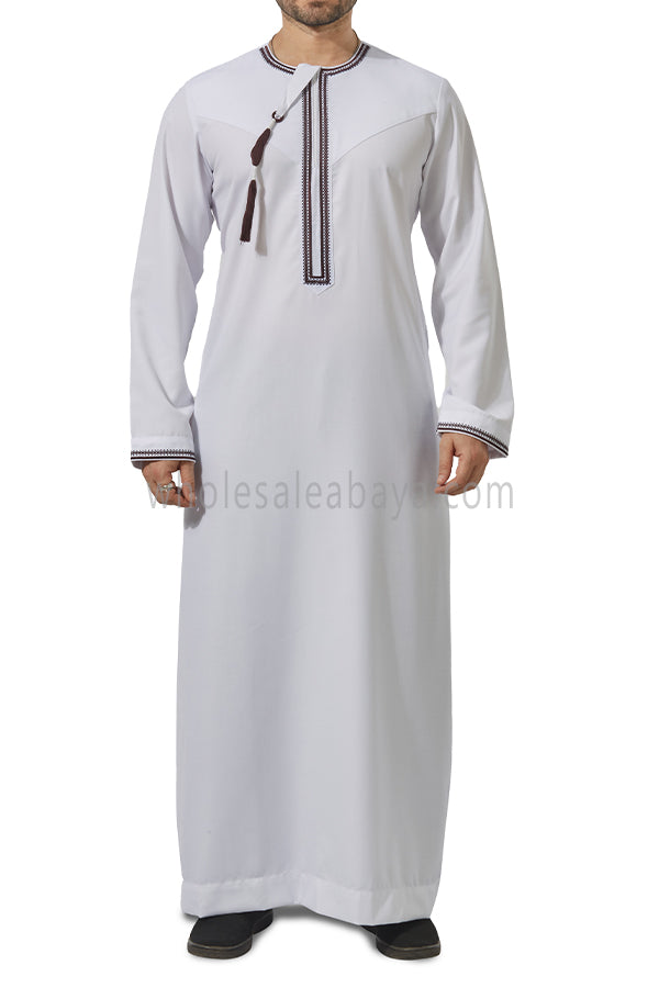 Embroidered Omani Thoube 90049 MR1 White