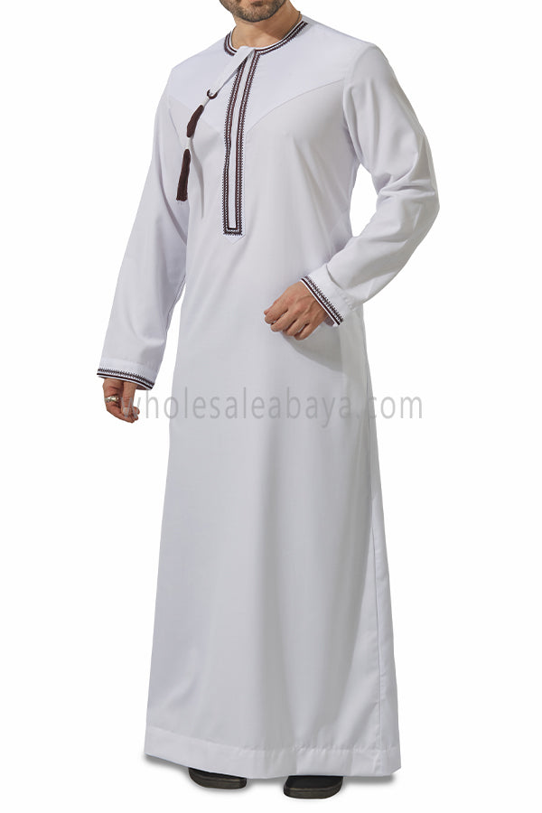 Embroidered Omani Thoube 90049 MR1 White