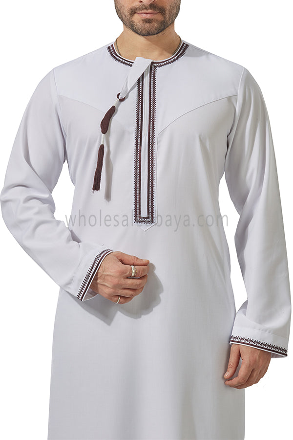 Embroidered Omani Thoube 90049 MR1 White
