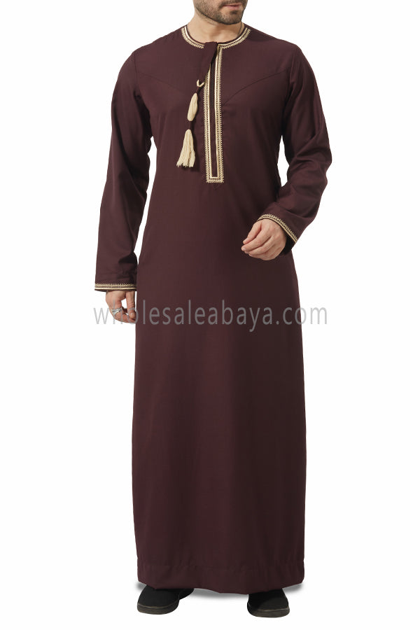 Embroidered Omani Thoube 90049 MR10 Burgundy