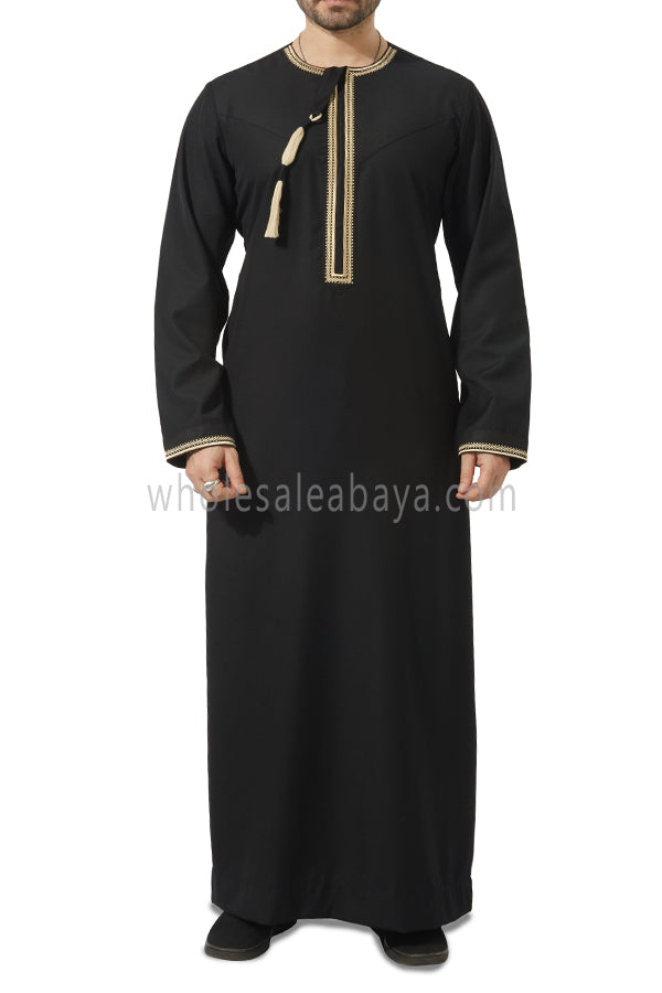 Embroidered Omani Thoube 90049 MR12 Black