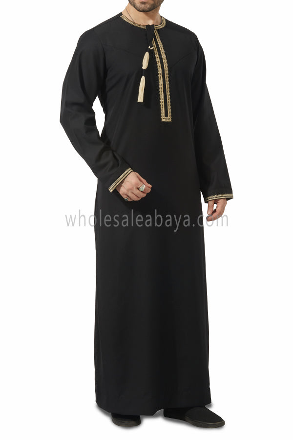 Embroidered Omani Thoube 90049 MR12 Black
