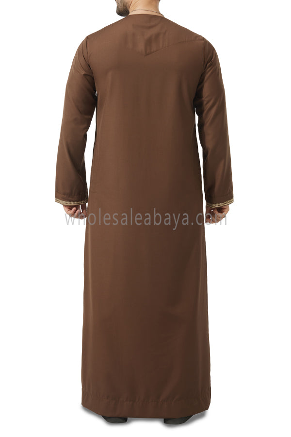 Embroidered Omani Thoube 90049 MR7 Brown