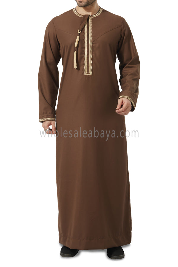 Embroidered Omani Thoube 90049 MR7 Brown