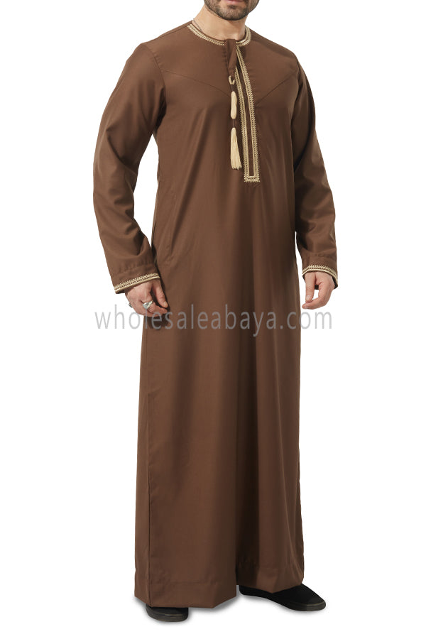 Embroidered Omani Thoube 90049 MR7 Brown