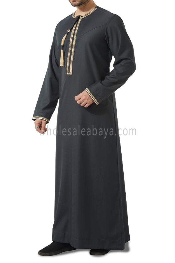 Embroidered Omani Thoube 90049 MR8 Grey