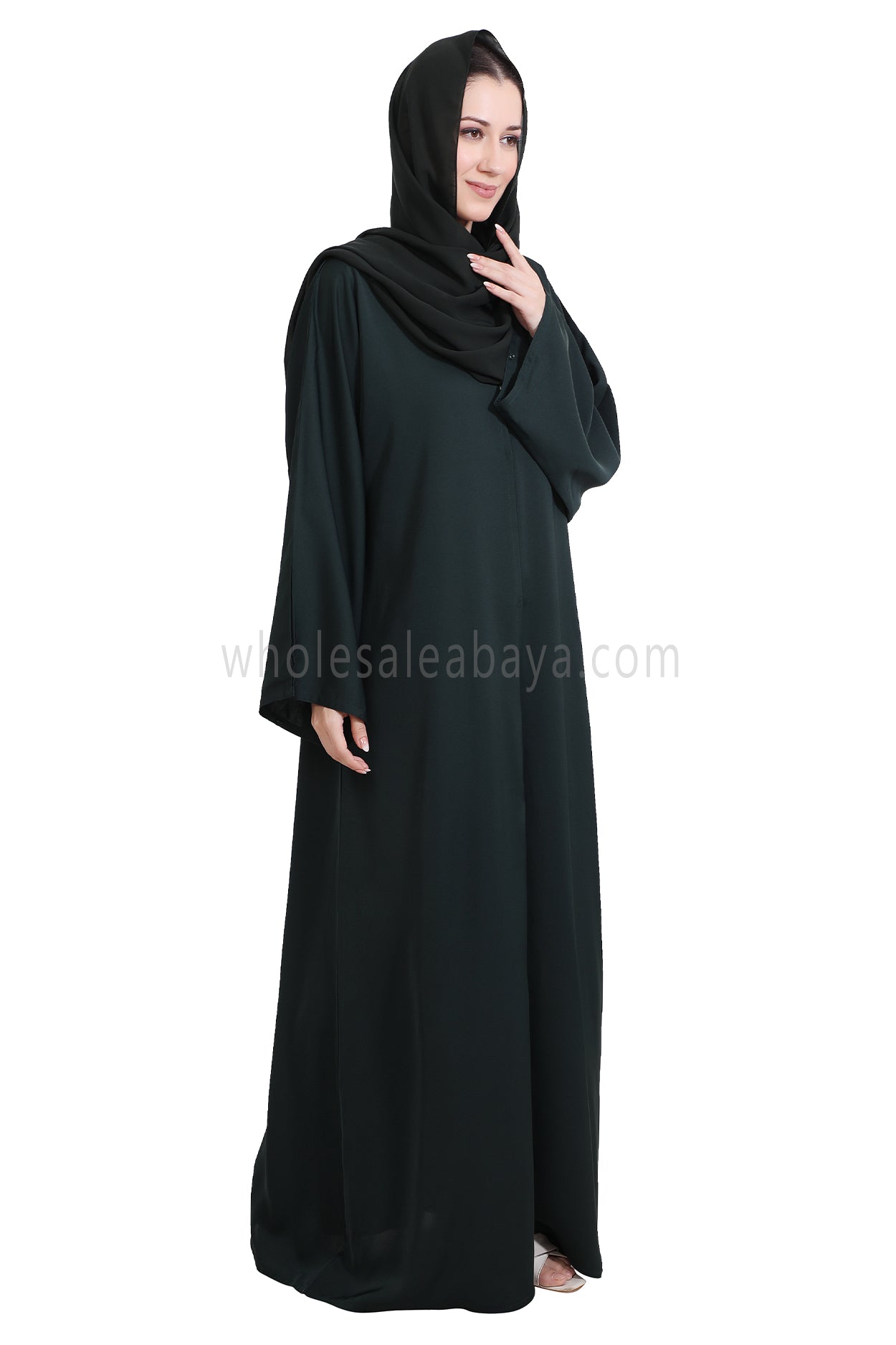 Front Open Nida Abaya with Buttons