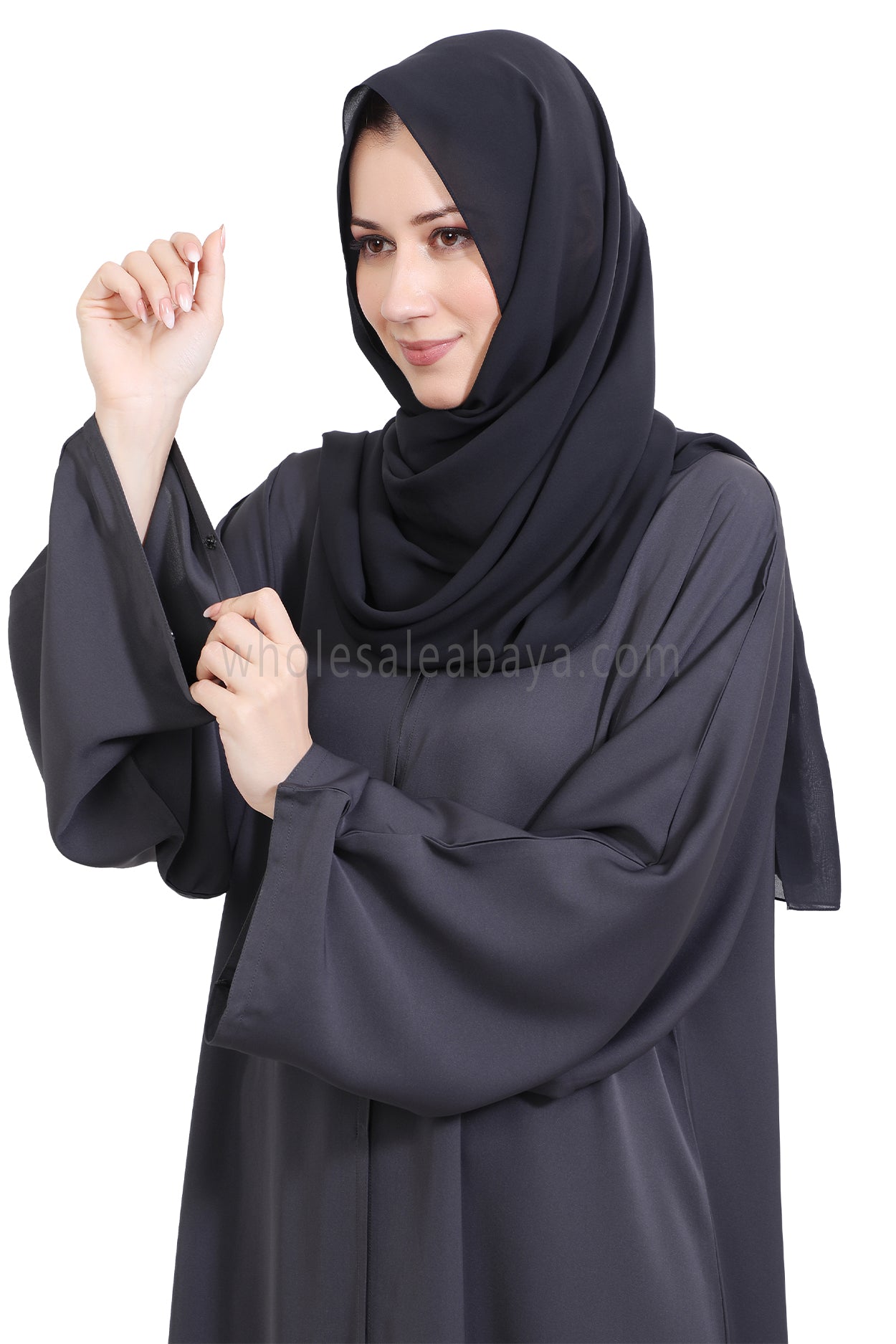 Front Open Nida Abaya with Buttons