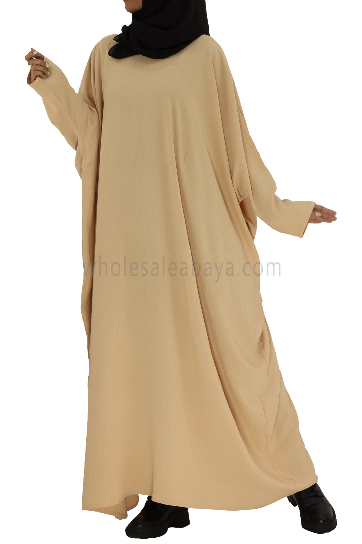 Plain Closed Butterfly Abaya With Inner Belt CY Crepe