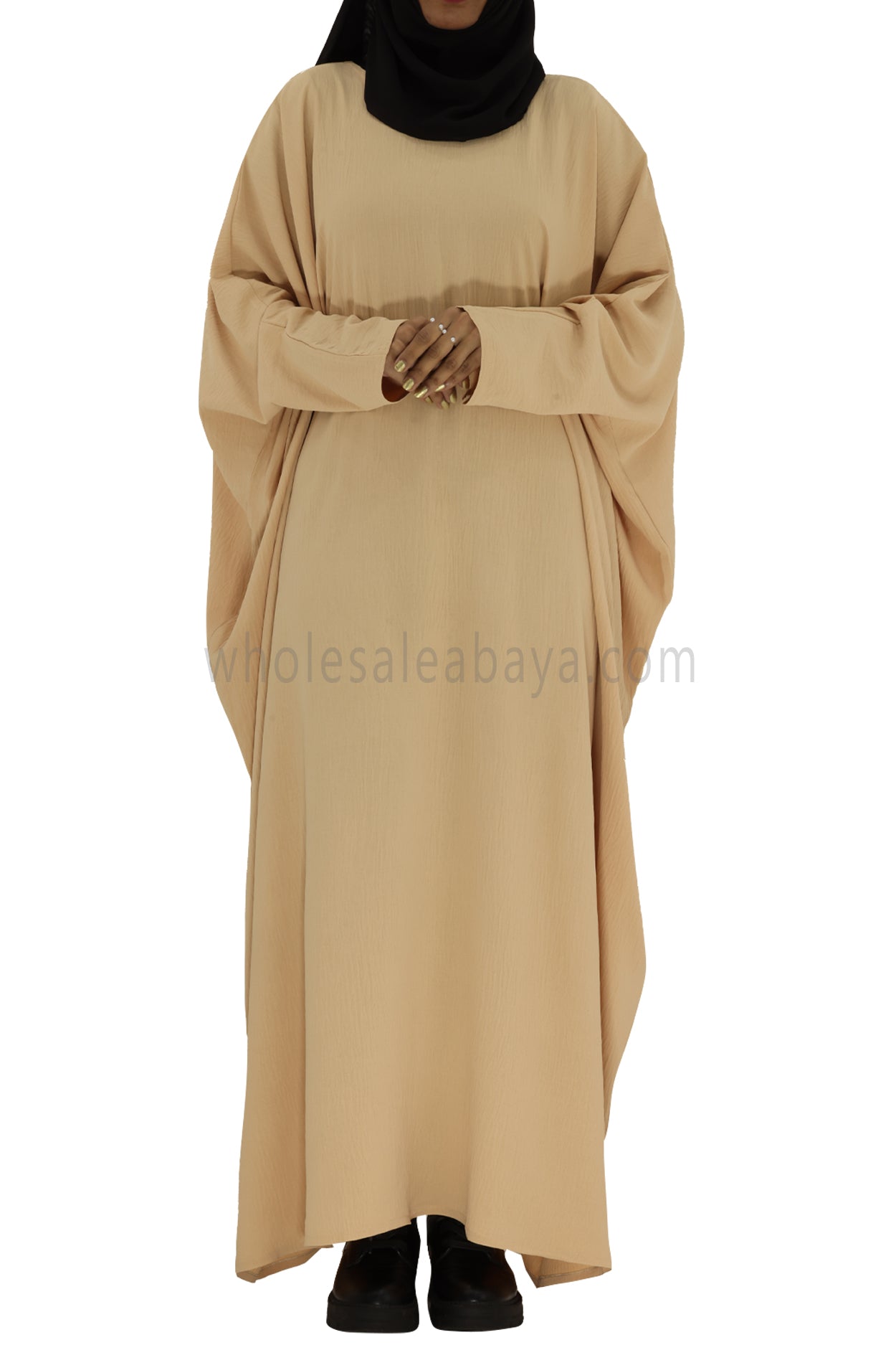 Plain Closed Butterfly Abaya With Inner Belt CY Crepe