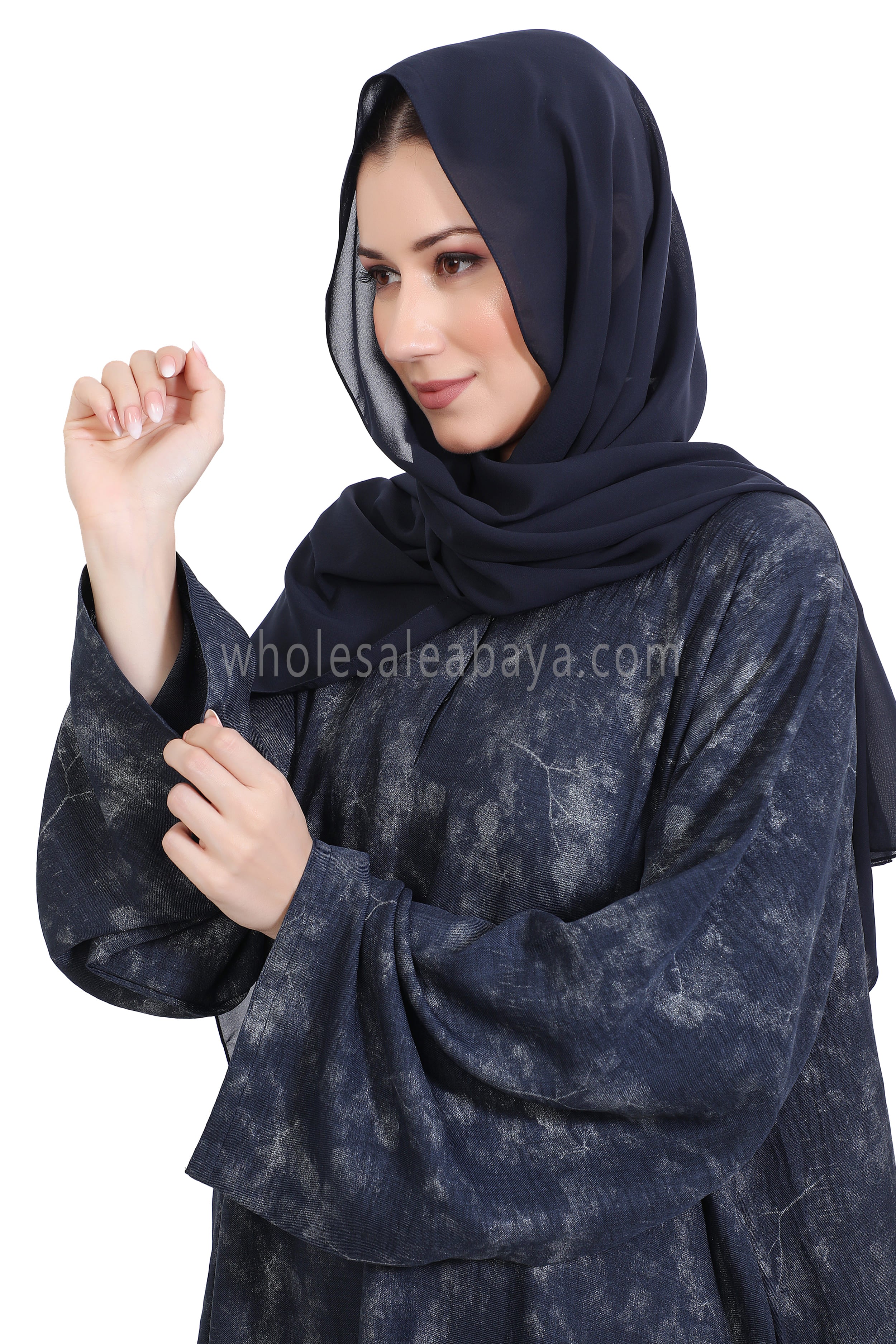 Linen Foil Jacquard Closed Abaya