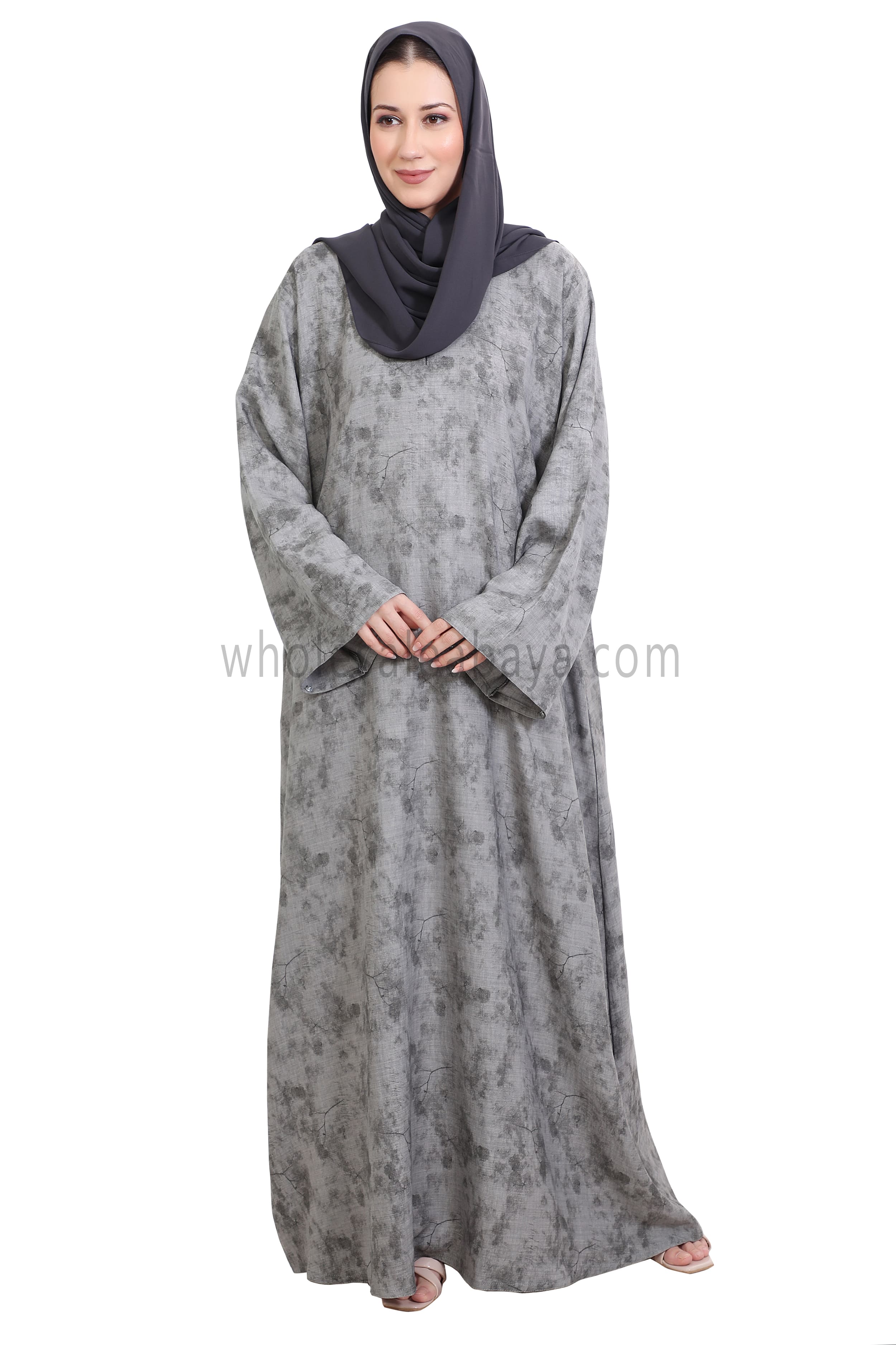 Linen Foil Jacquard Closed Abaya