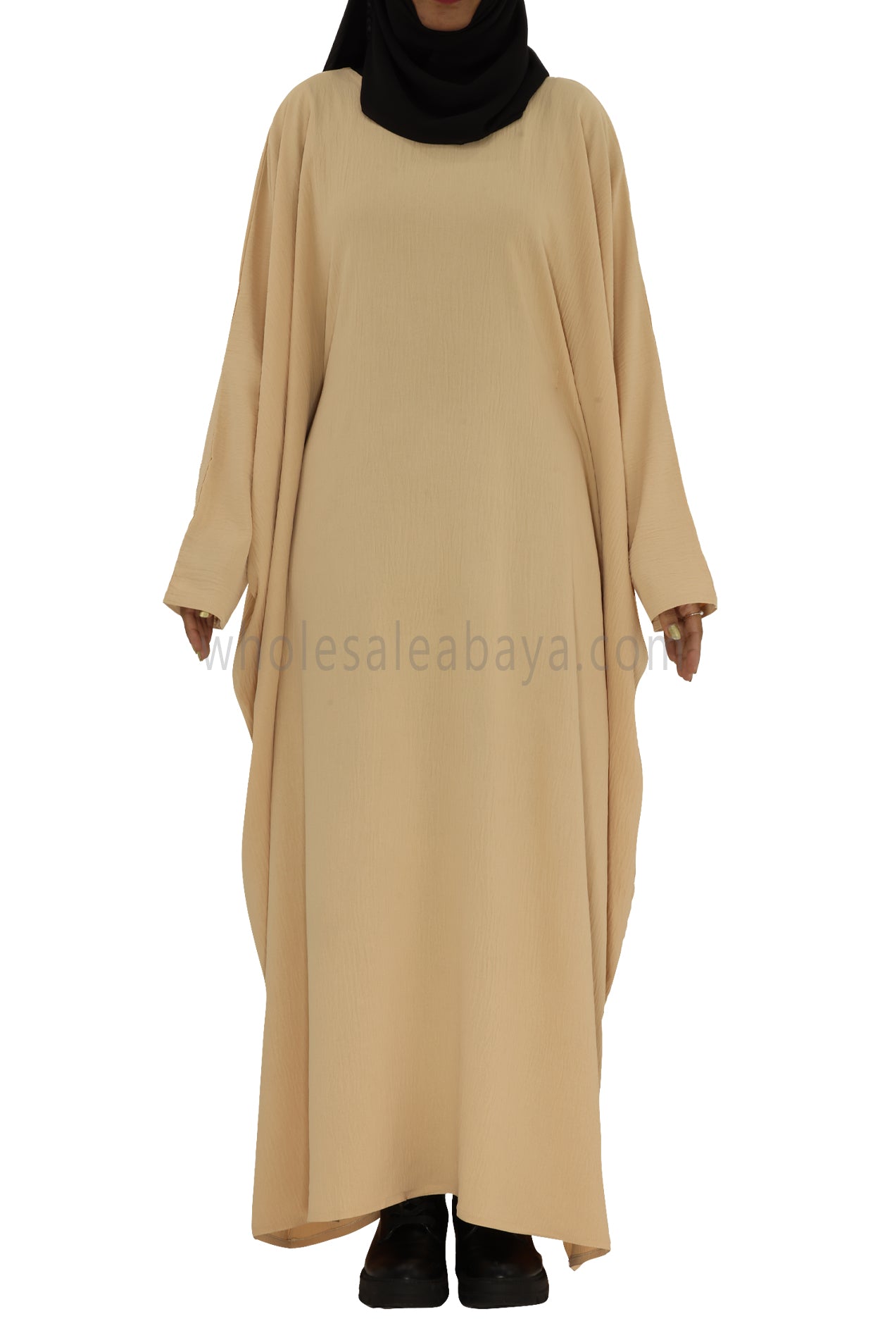 Plain Closed Butterfly Abaya With Inner Belt CY Crepe