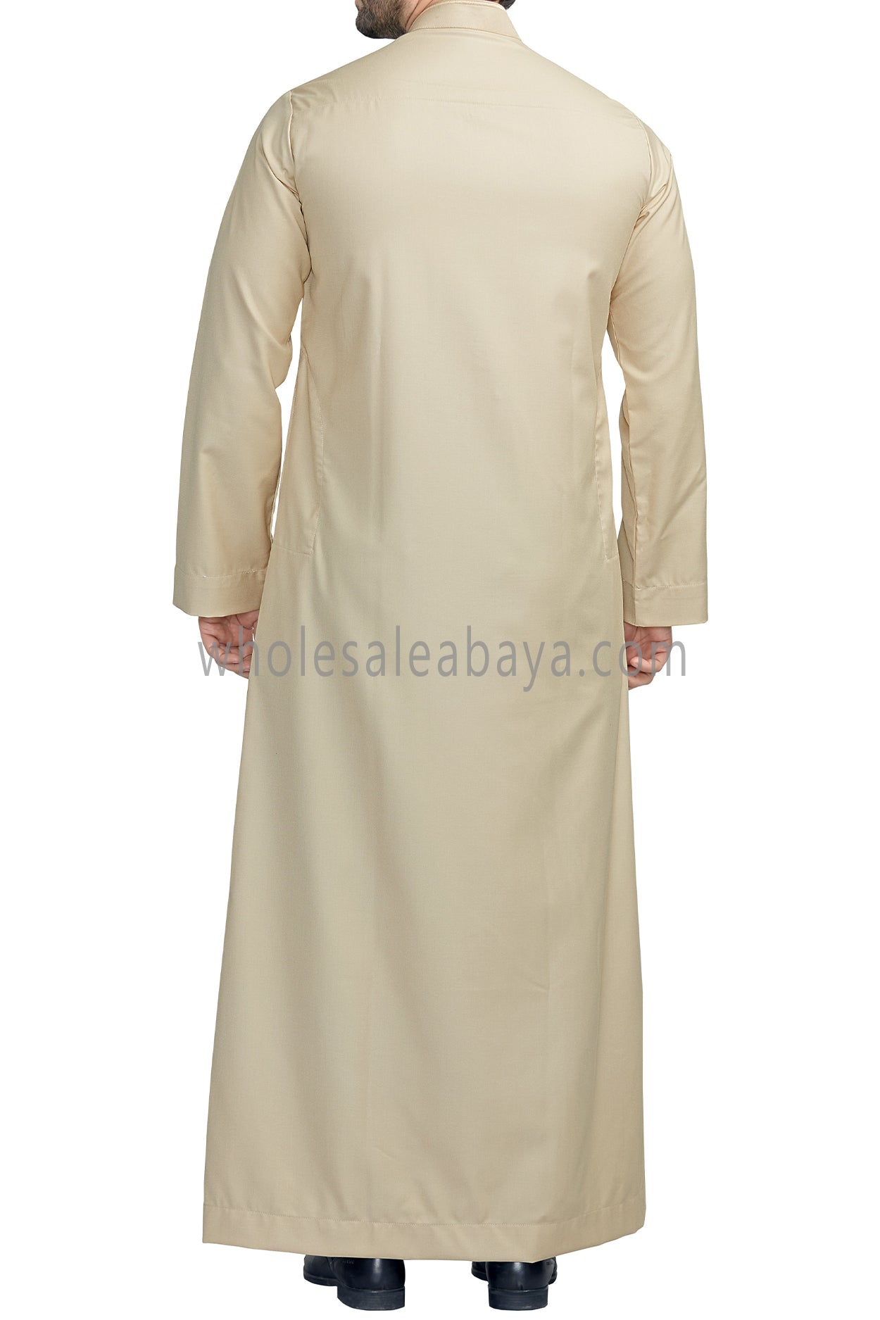 Elegant Men's Collar Thoube With Embroidery Cream