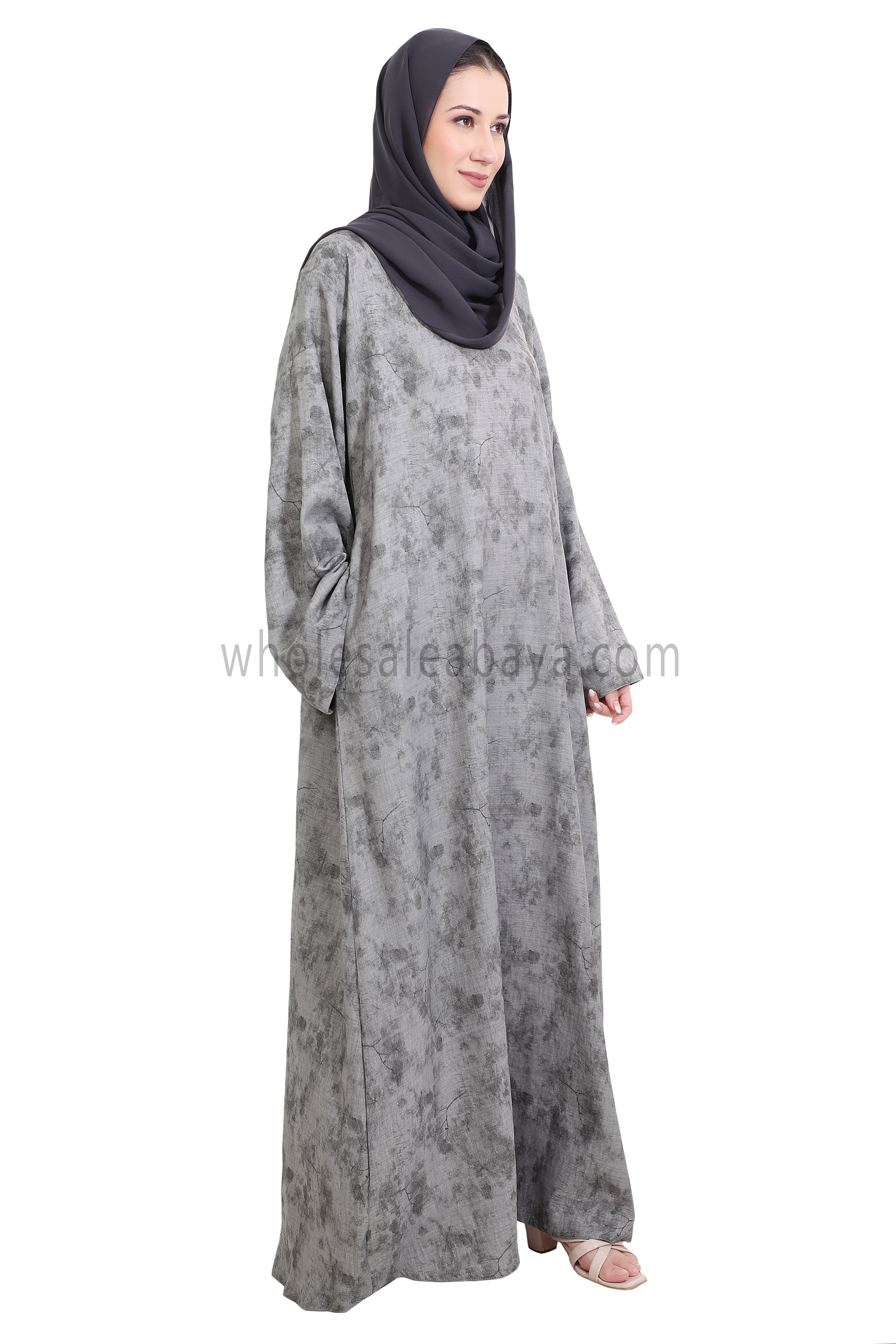 Linen Foil Jacquard Closed Abaya