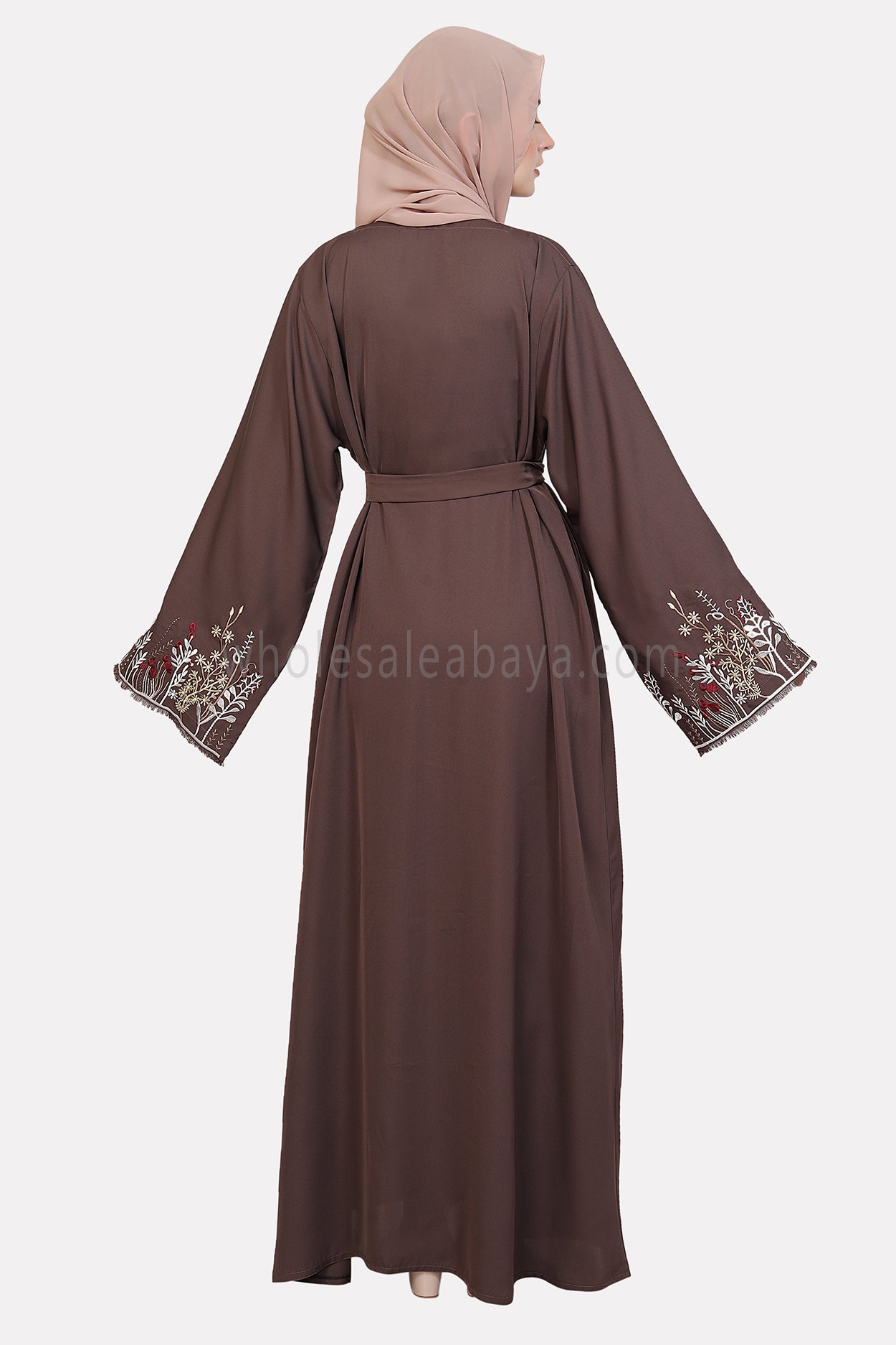 Open Abaya With Embroidered Sleeves
