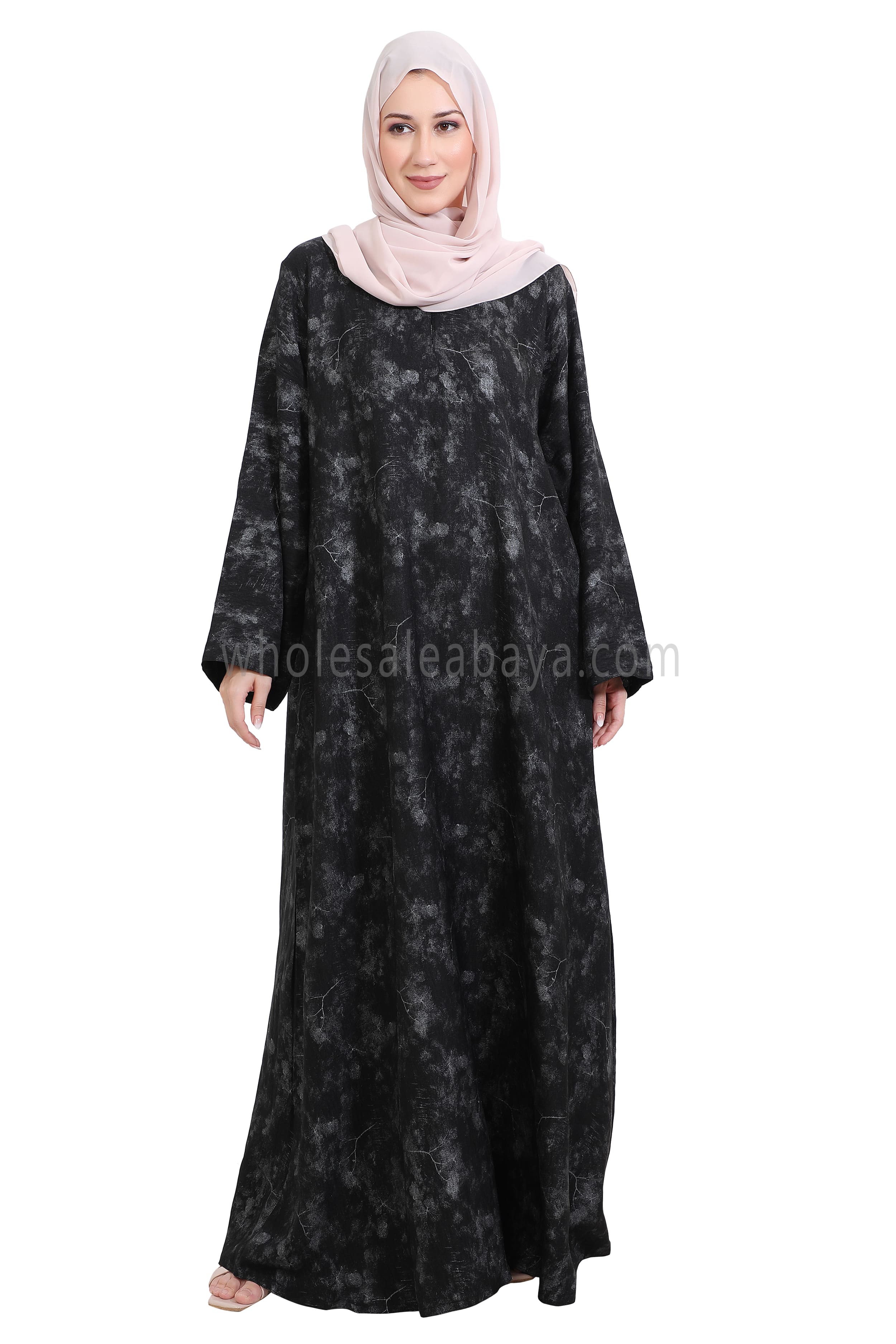Linen Foil Jacquard Closed Abaya