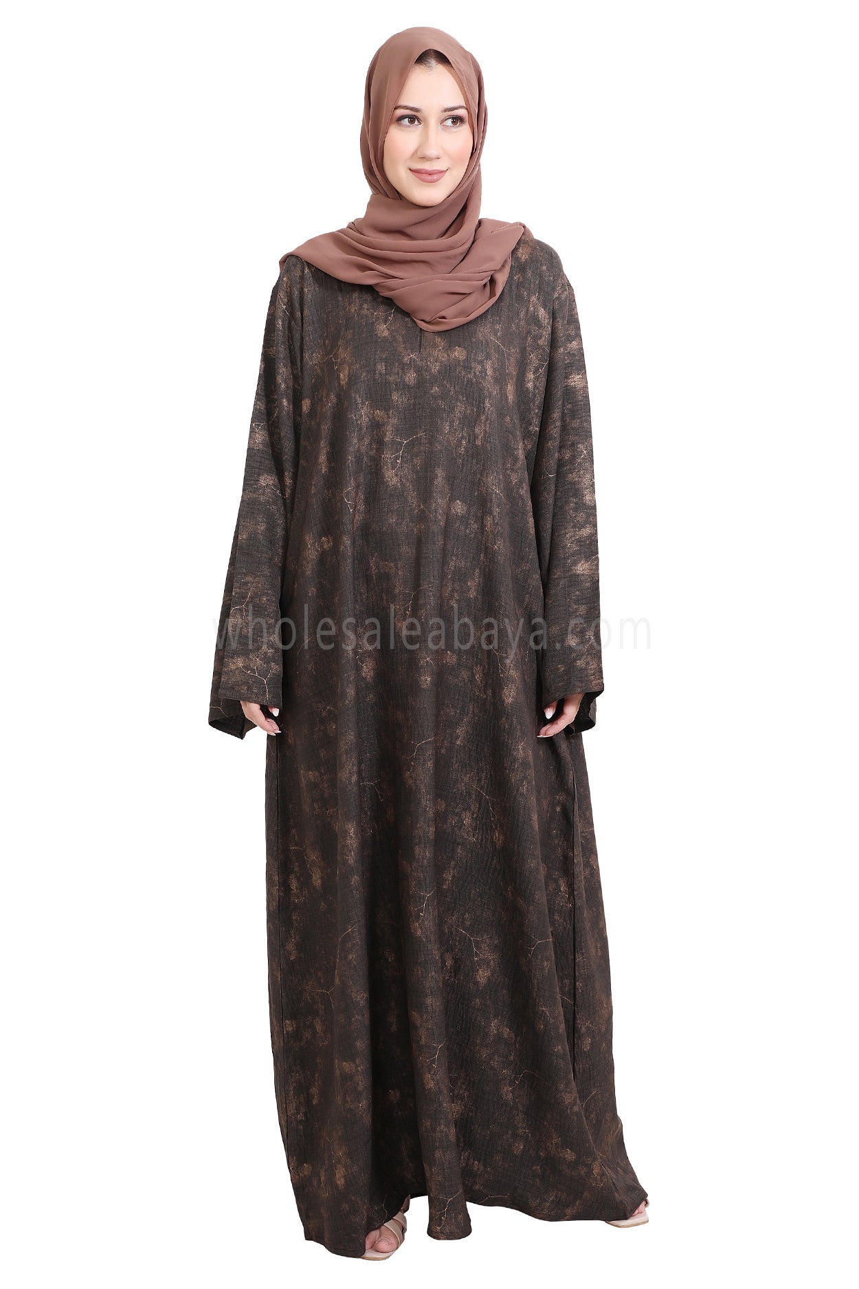 Linen Foil Jacquard Closed Abaya