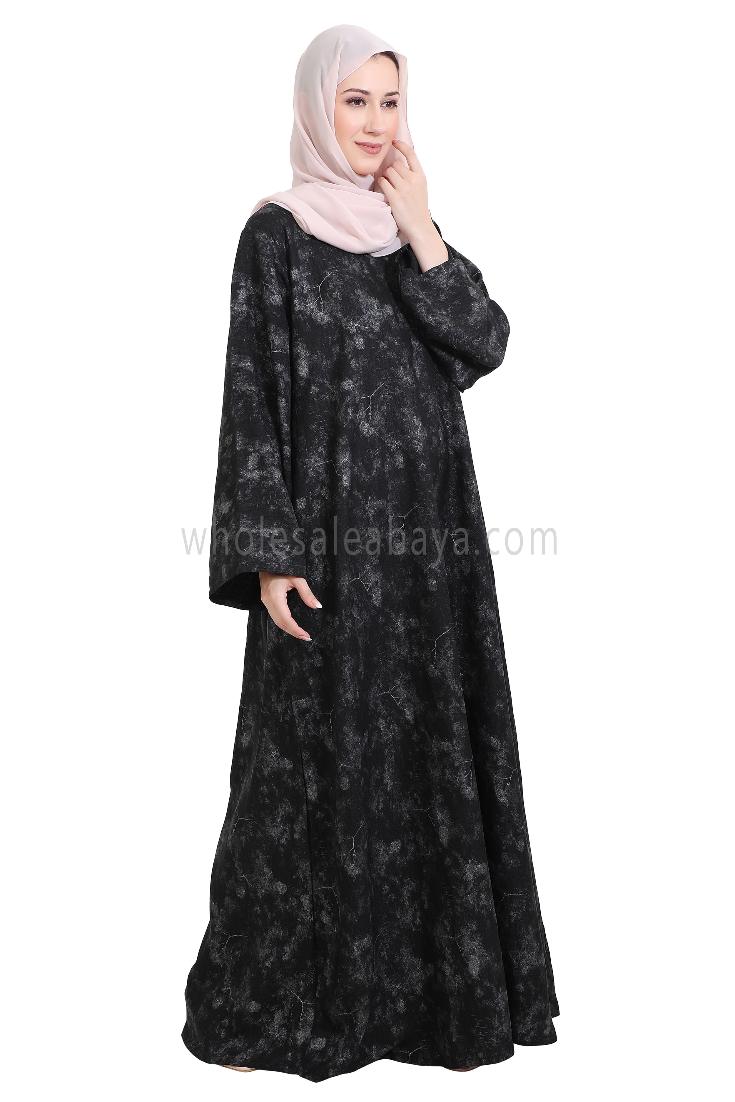 Linen Foil Jacquard Closed Abaya