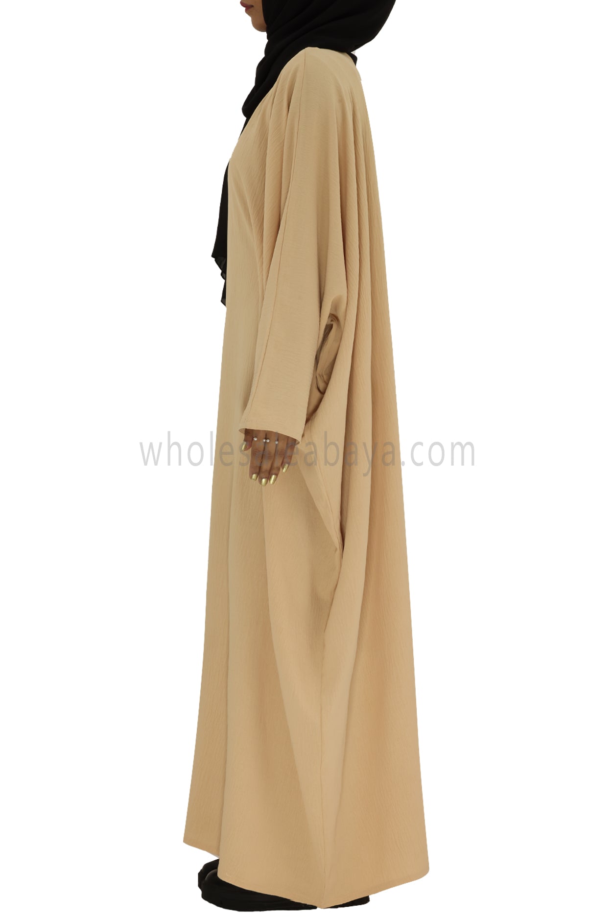 Plain Closed Butterfly Abaya With Inner Belt CY Crepe