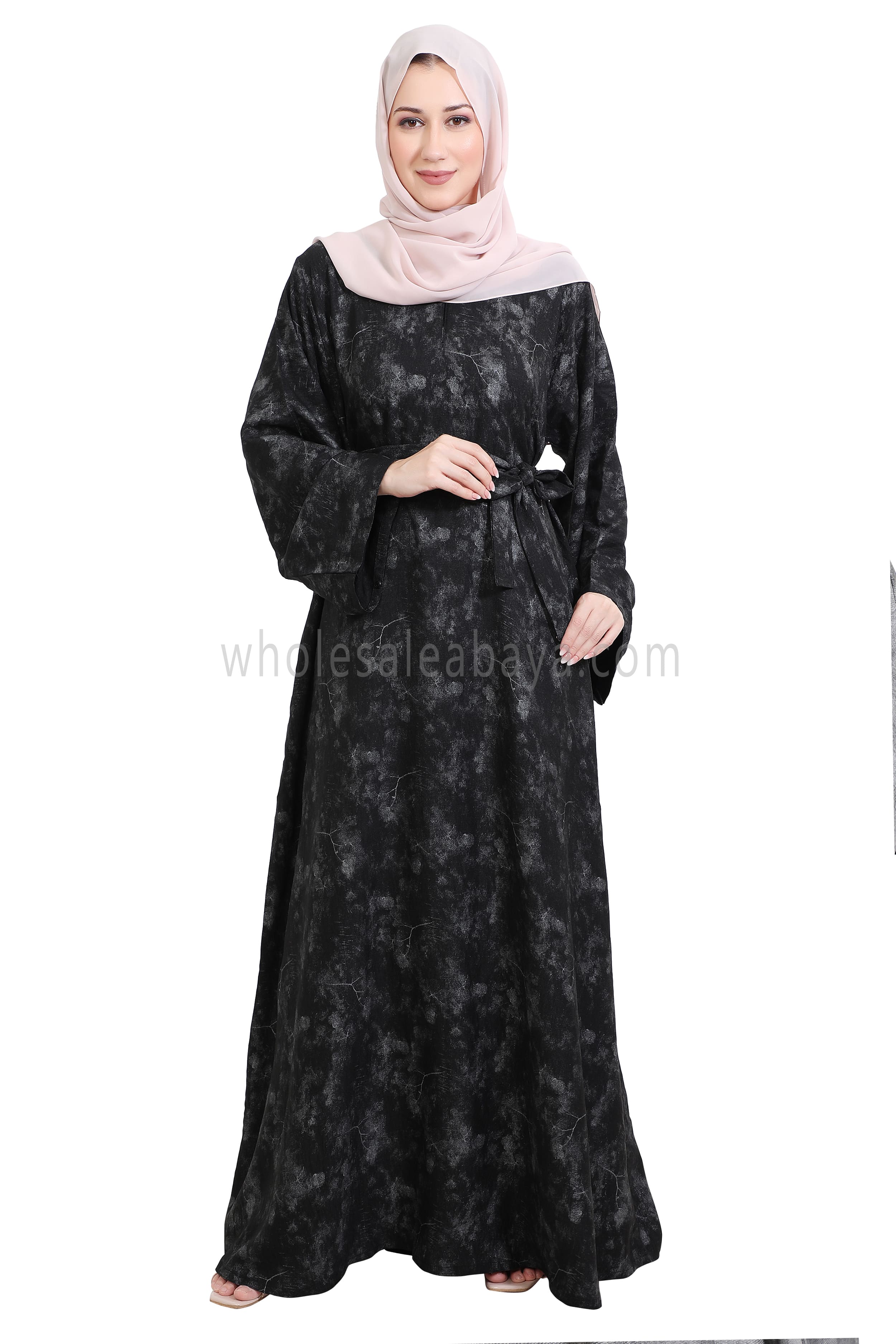 Linen Foil Jacquard Closed Abaya