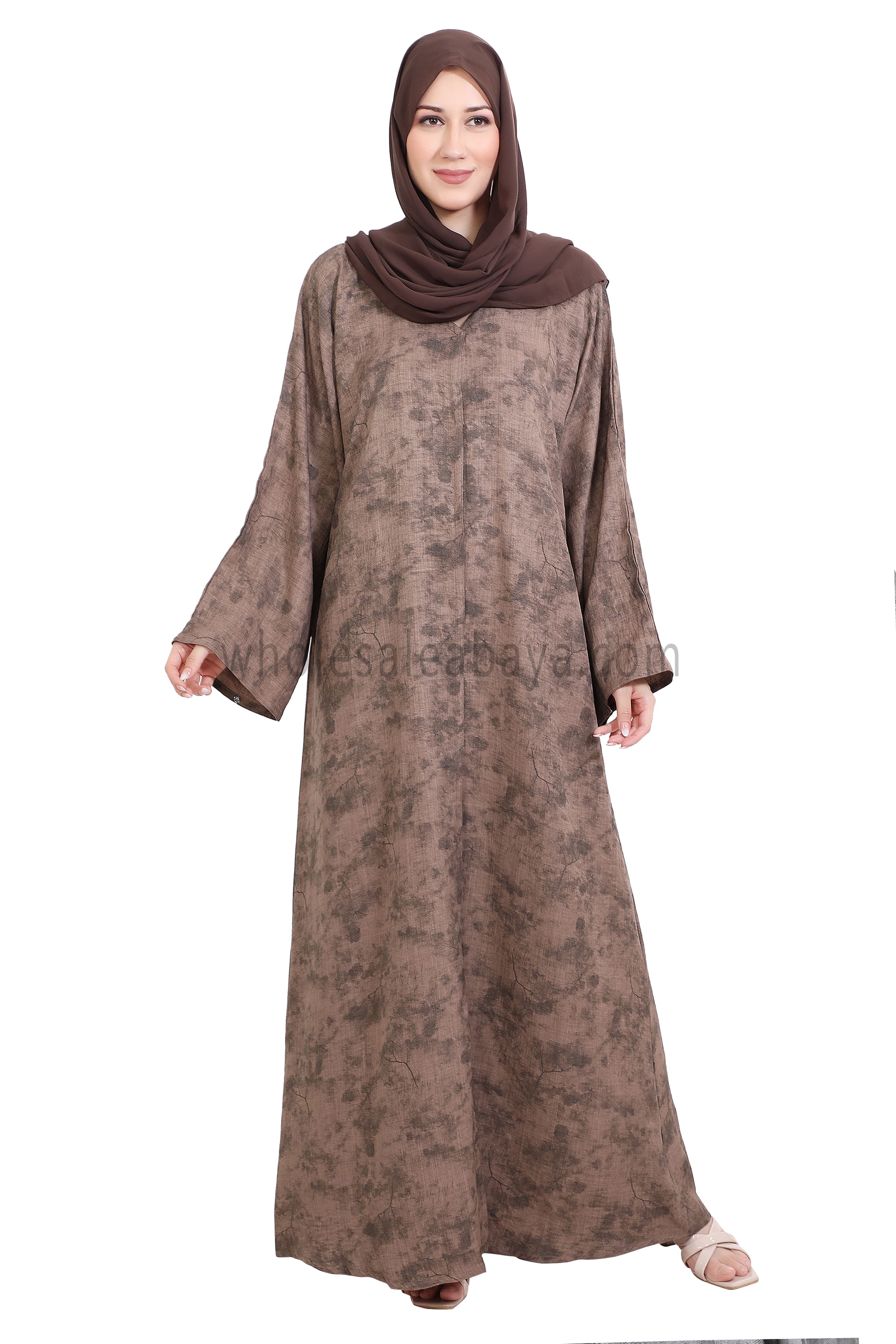 Linen Foil Jacquard Closed Abaya