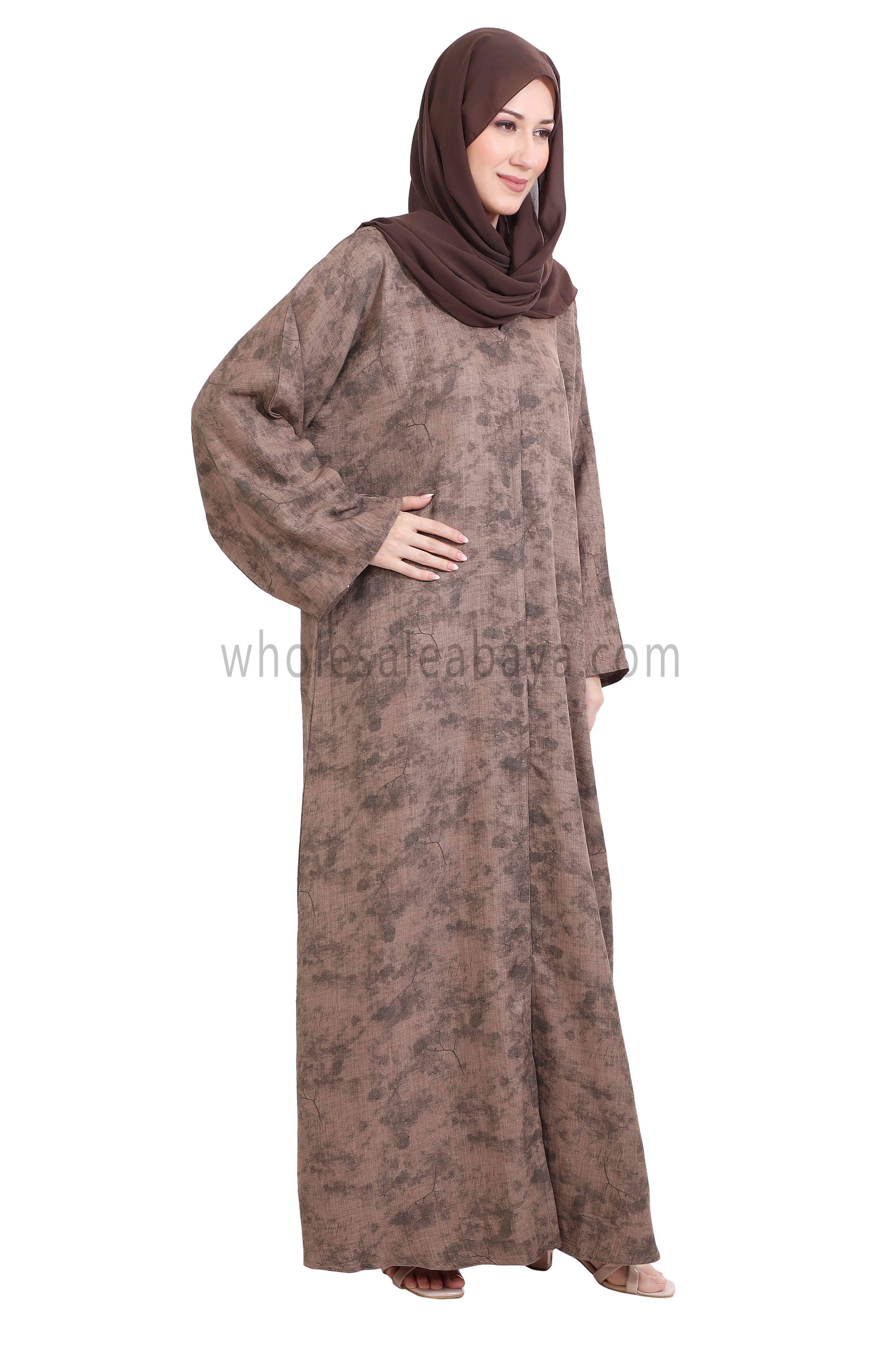 Linen Foil Jacquard Closed Abaya
