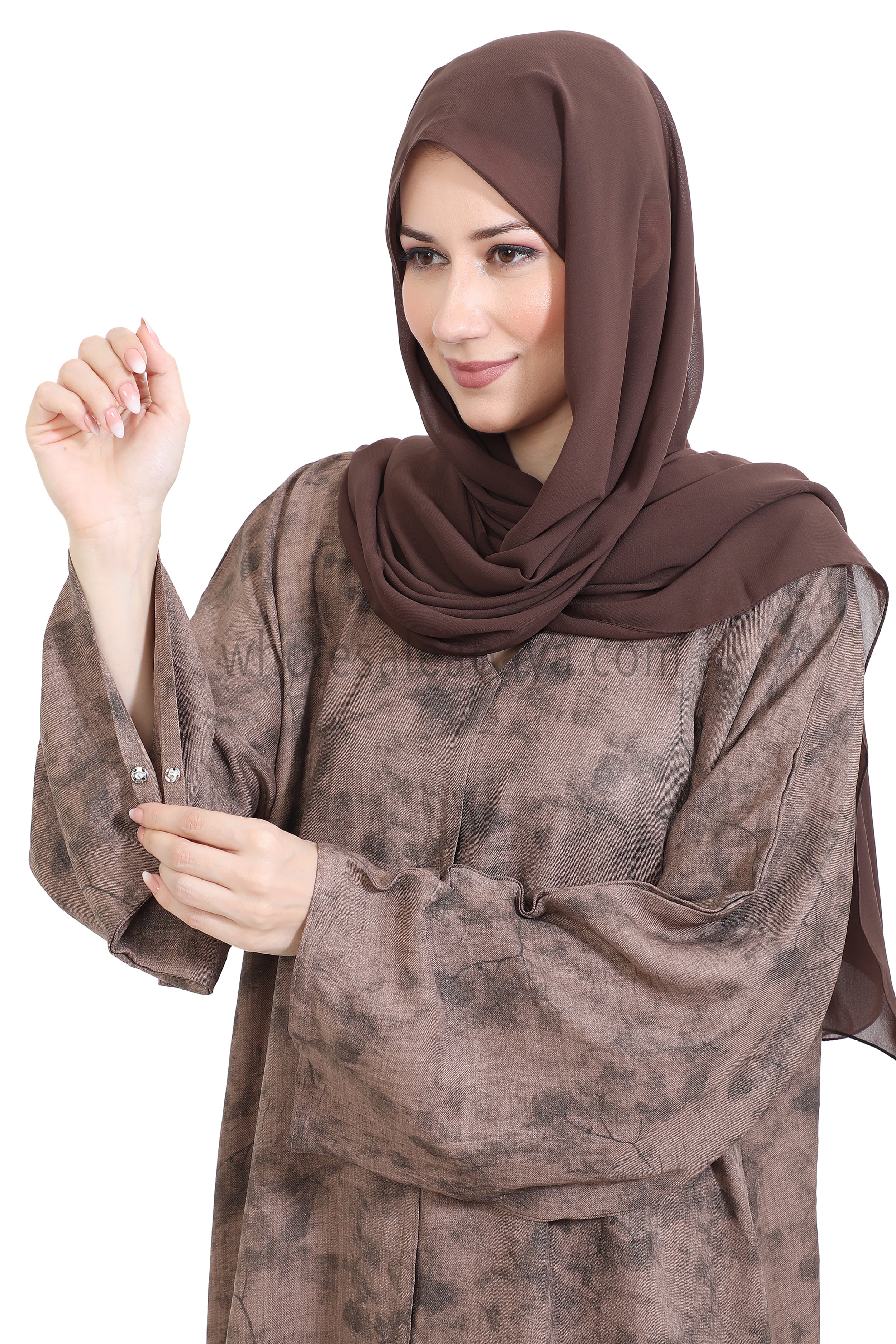 Linen Foil Jacquard Closed Abaya