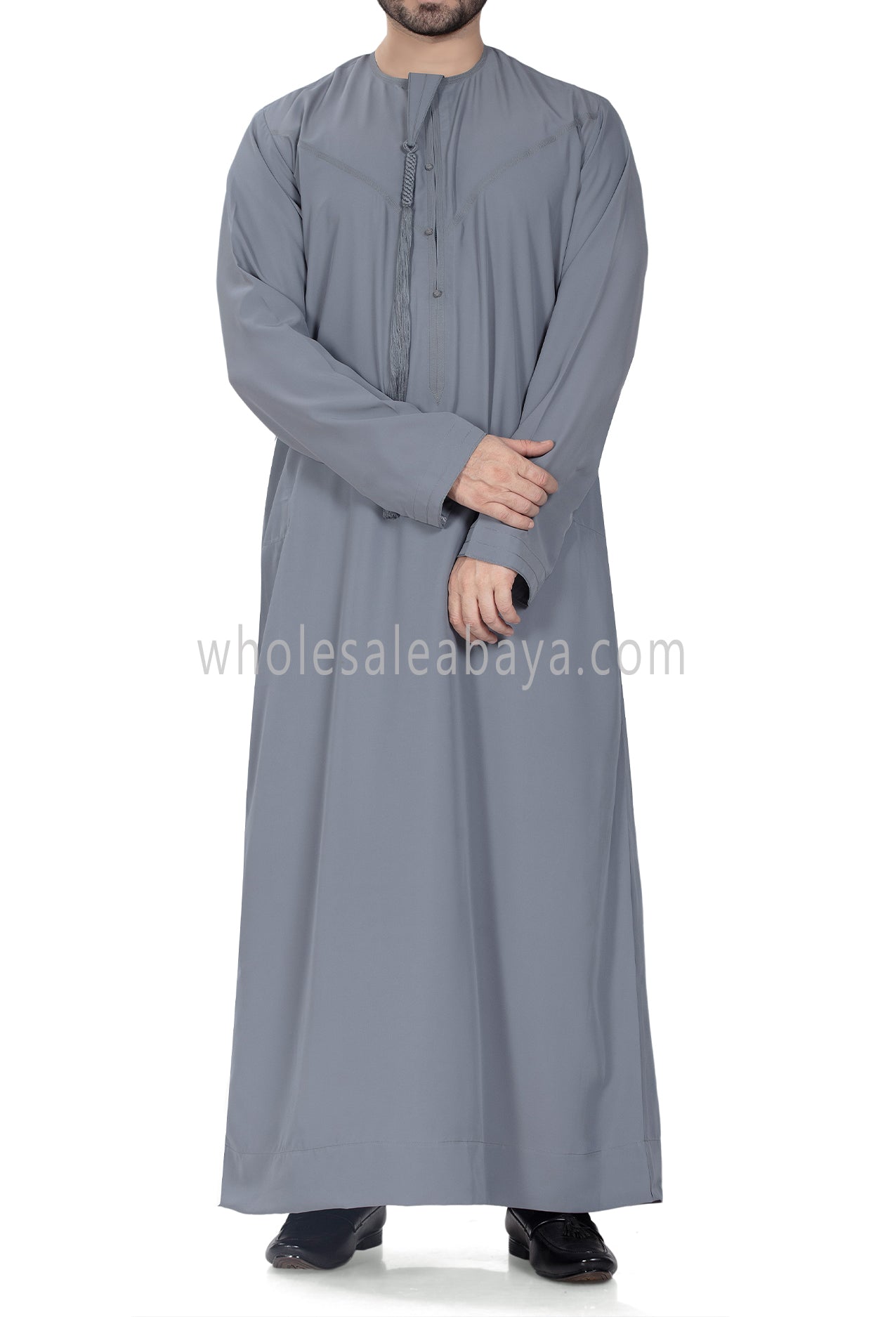 Men's Premium Emirati Thoube With Zip and Tassel Slate Grey Colour