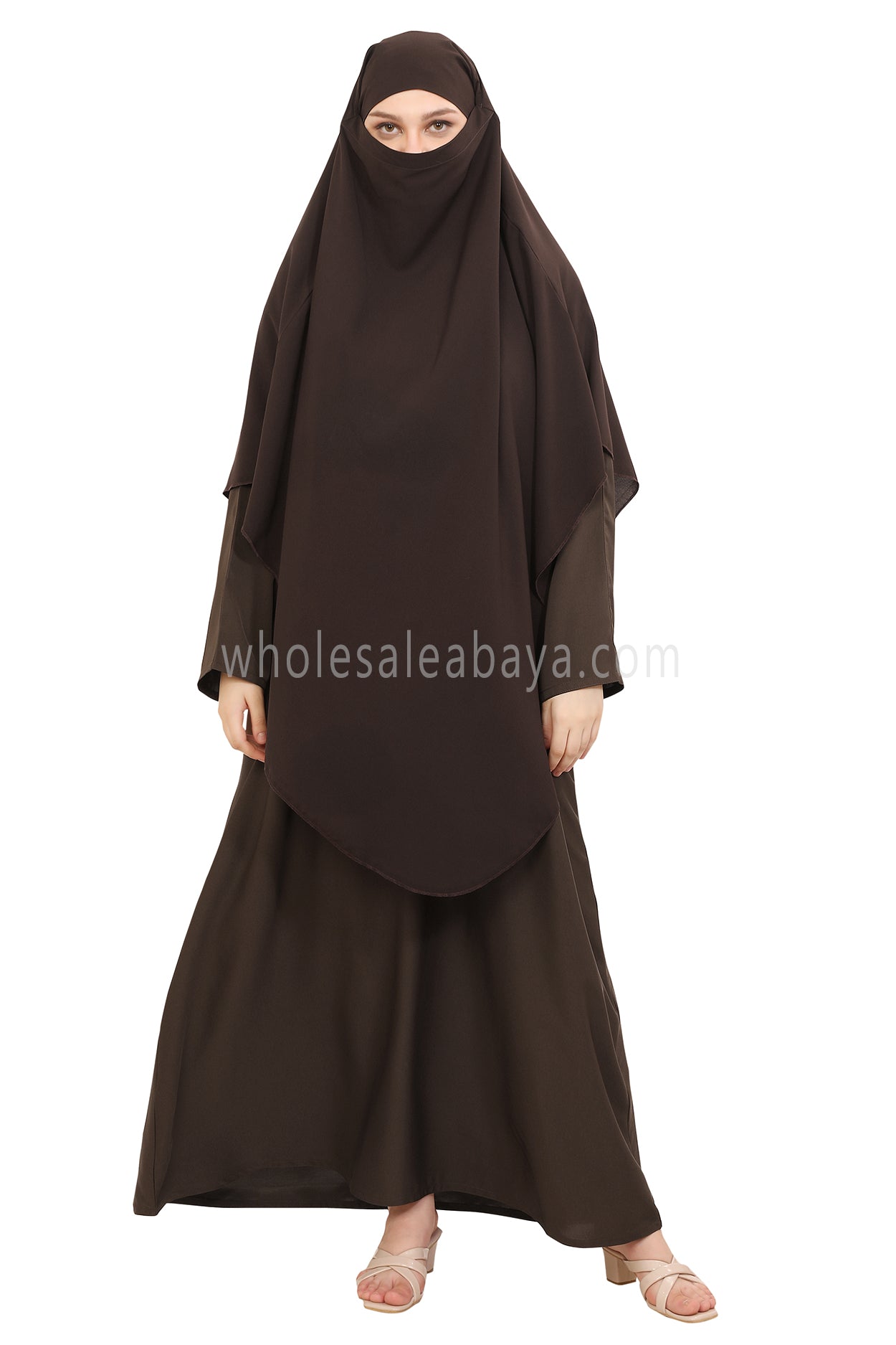 Free Size Premium Khimar Chocolate Brown 50041