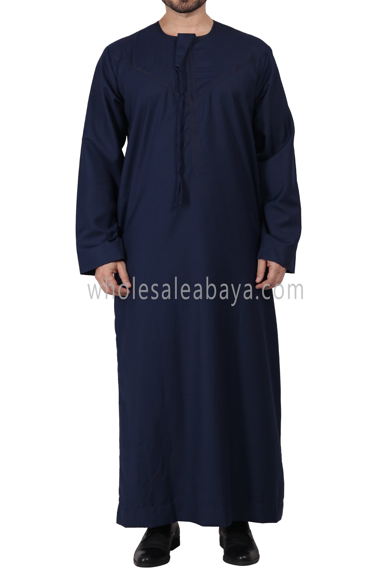Premium Omani Thoube with Zip and Designer Tassel Navy Blue