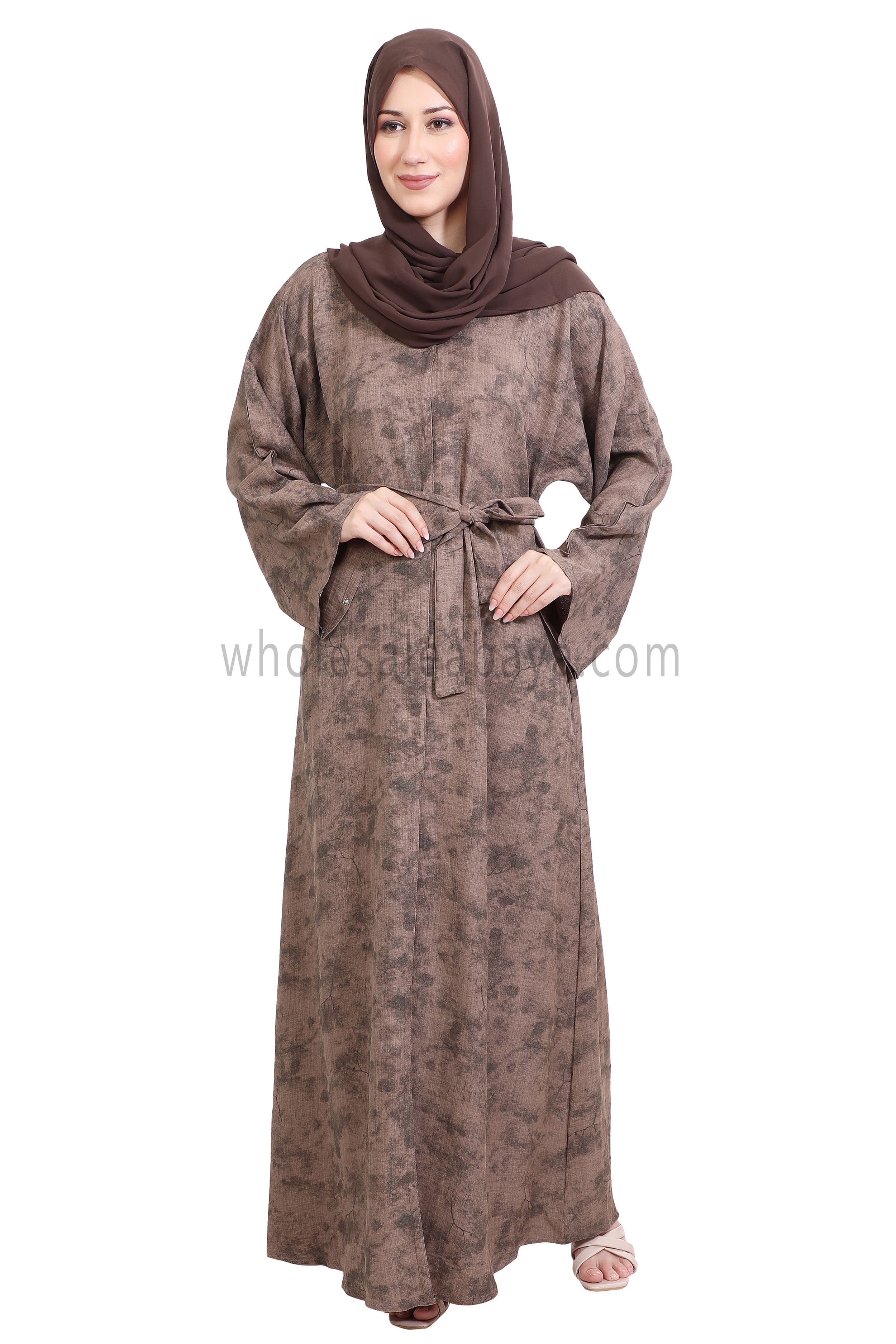 Linen Foil Jacquard Closed Abaya