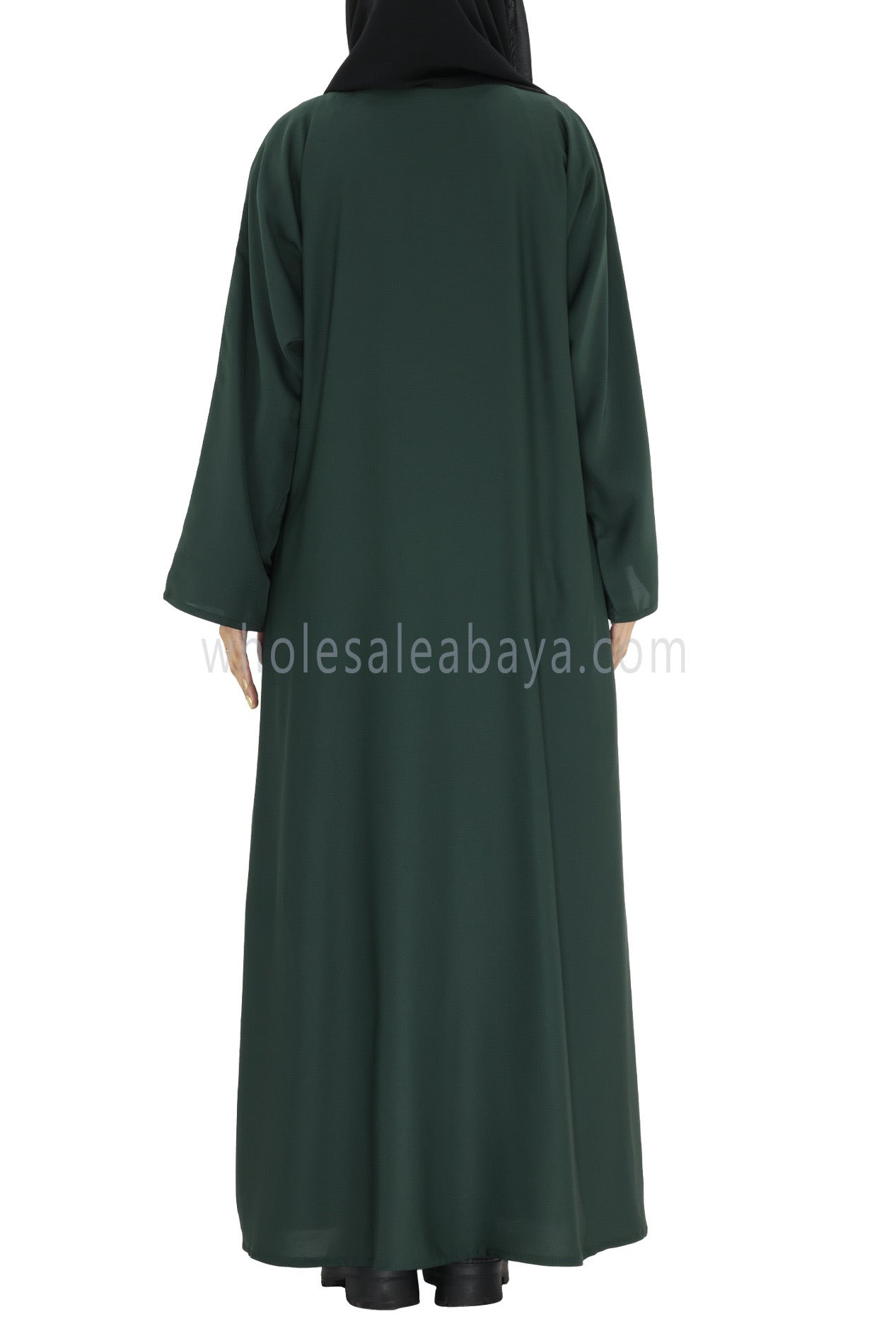 Plain Closed Abaya With A-Line Straight Cut Emerald Green