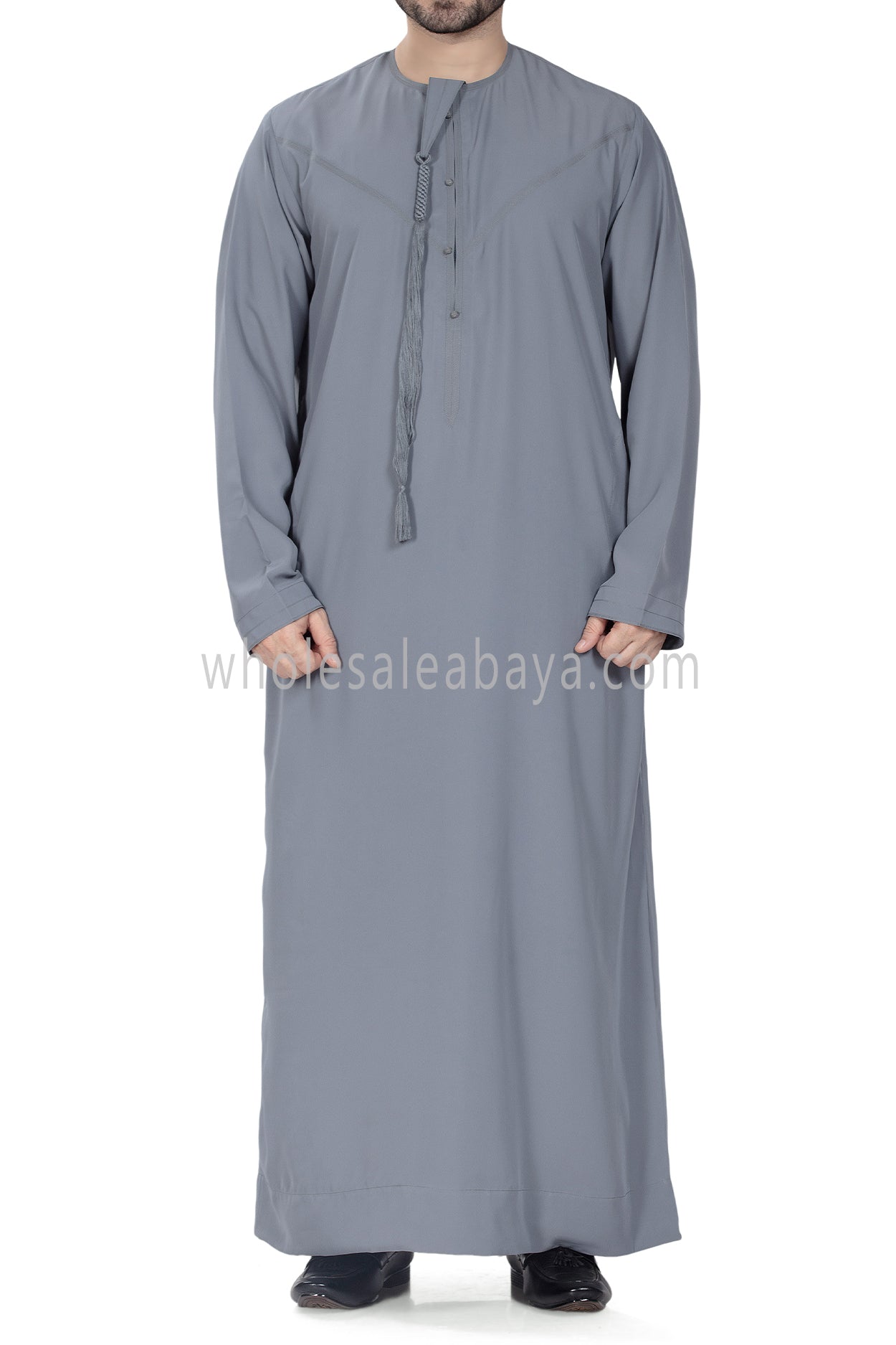 Men's Premium Emirati Thoube With Zip and Tassel Slate Grey Colour
