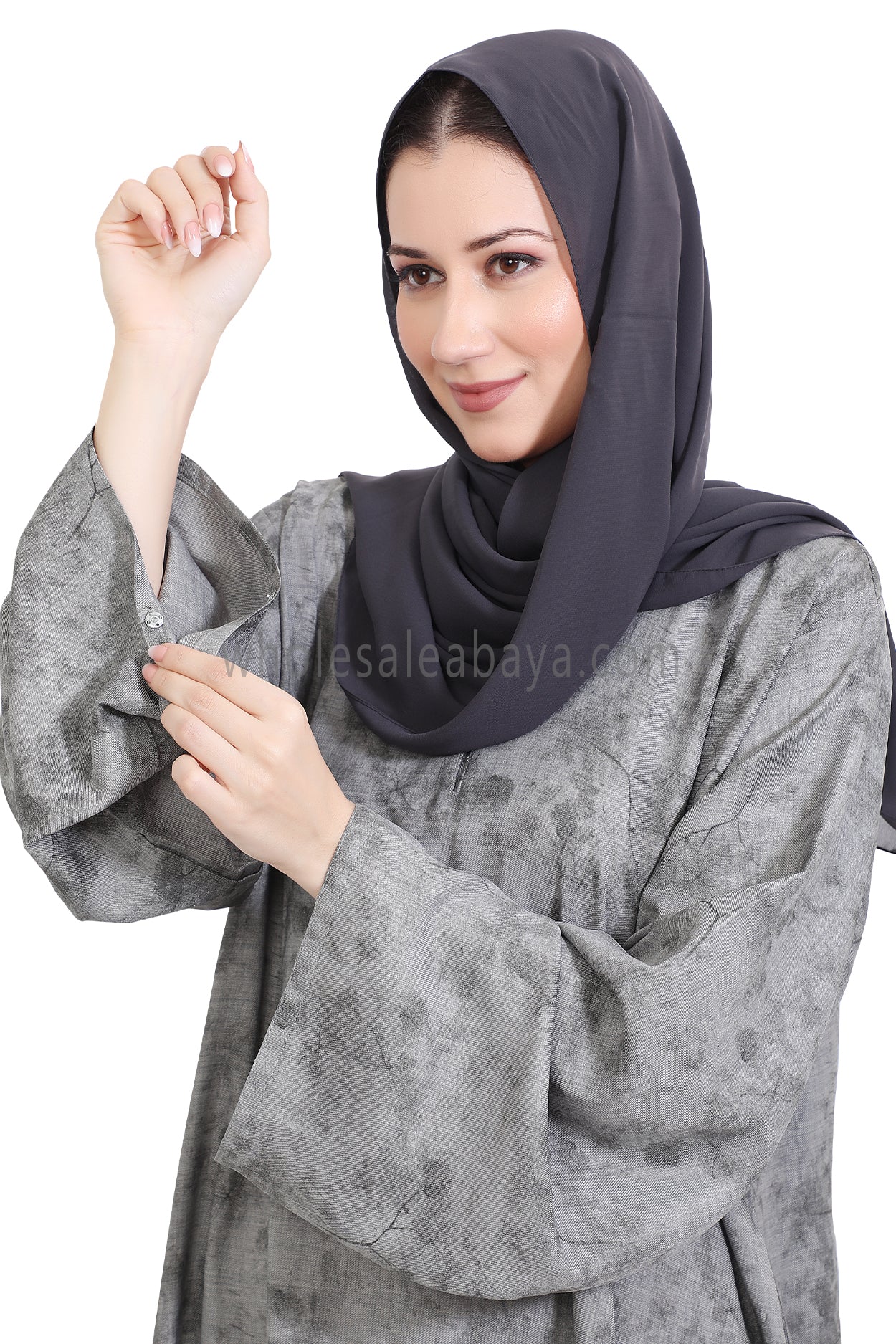 Linen Foil Jacquard Closed Abaya