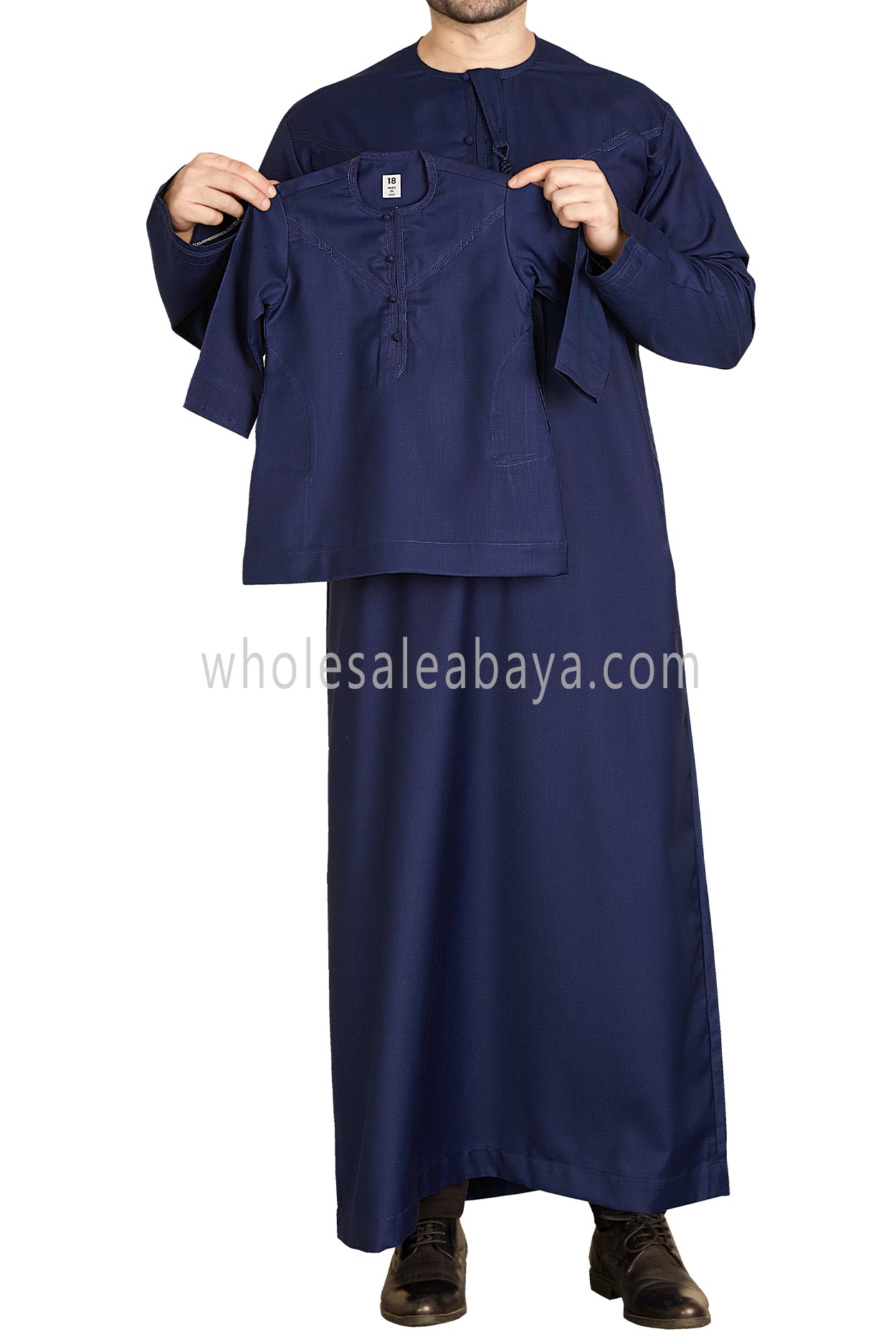 Men's Premium Emirati Thoube With Buttons & Tassel Ink Blue
