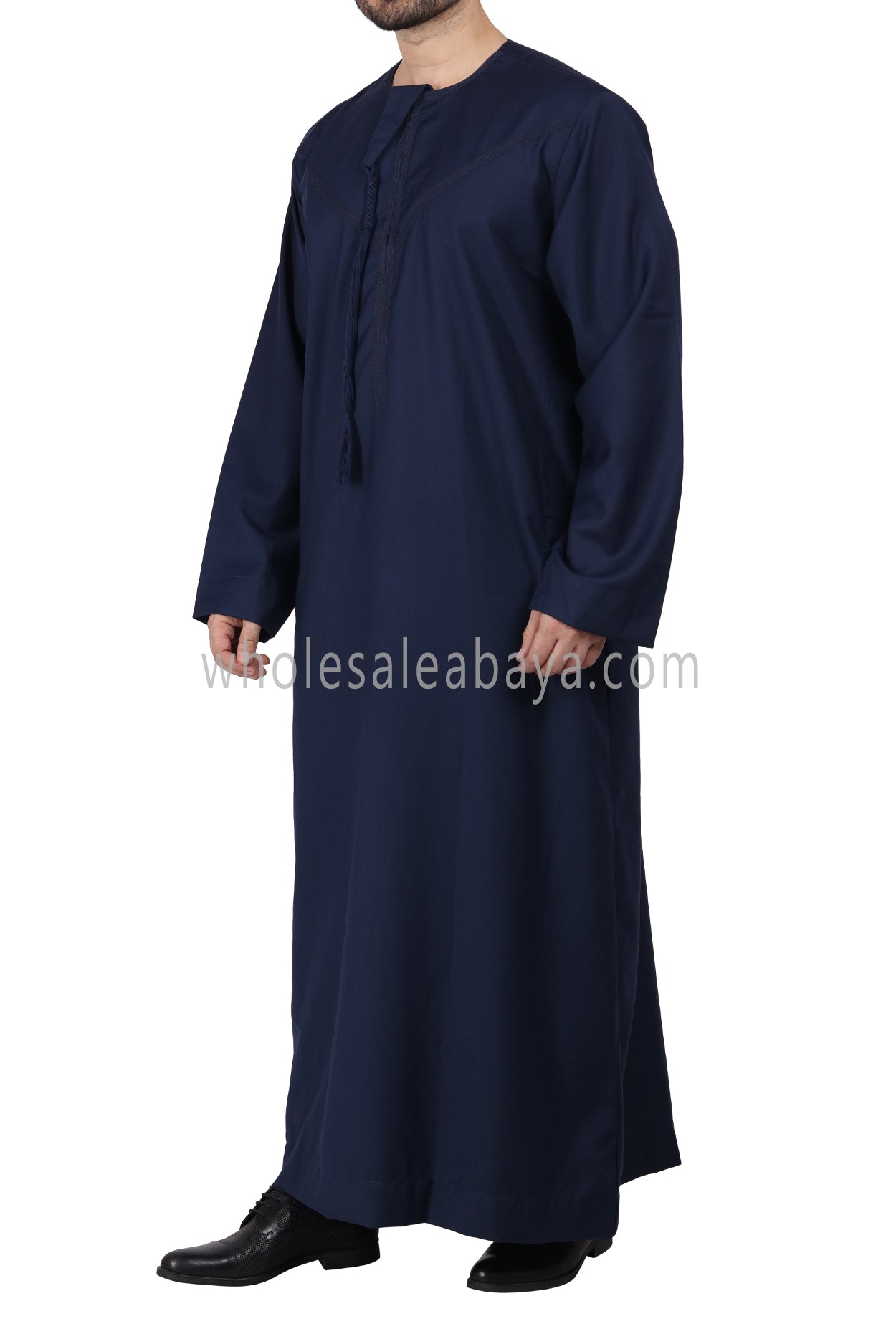 Premium Omani Thoube with Zip and Designer Tassel Navy Blue