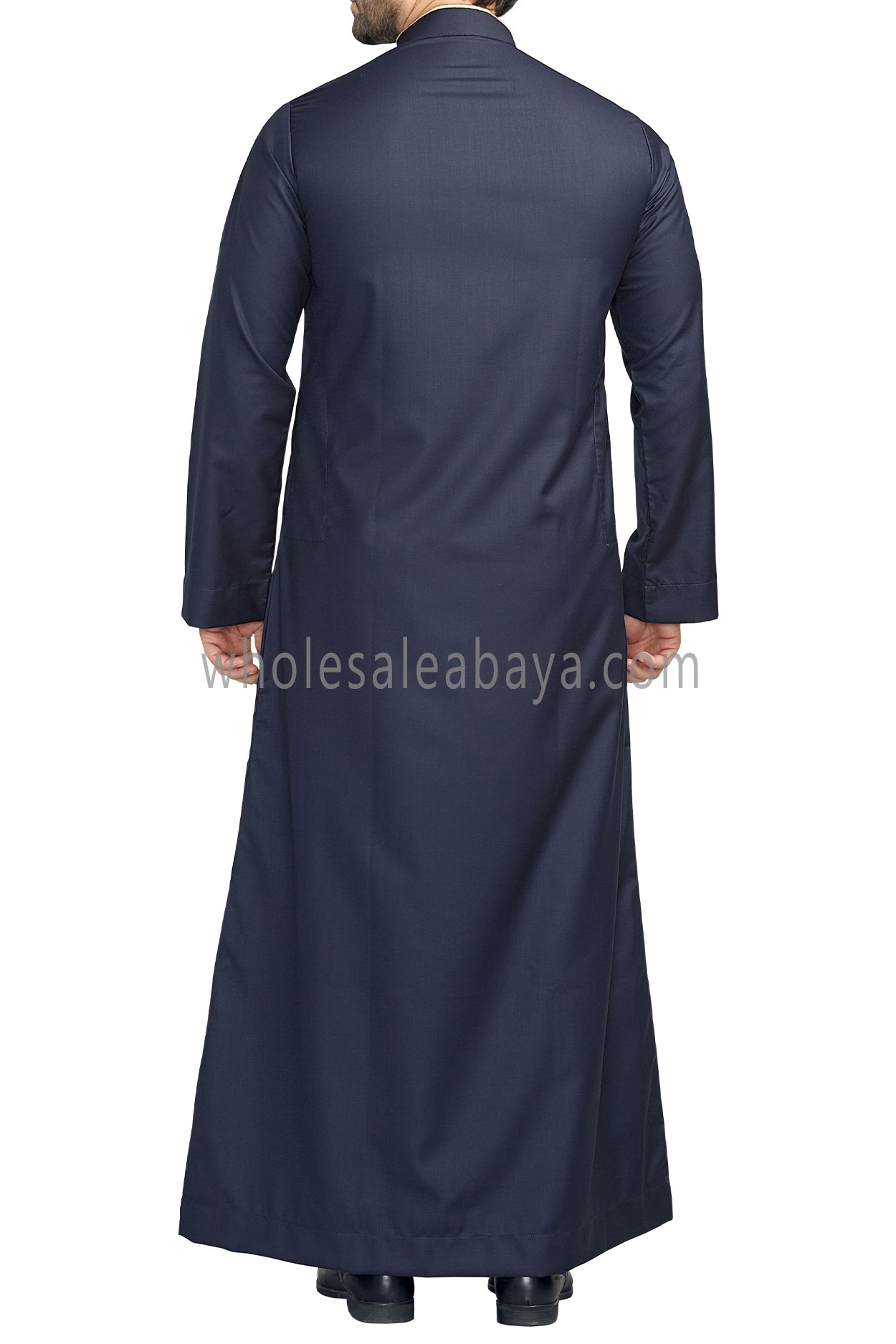 Elegant Men's Collar Thoube With Embroidery Navy Blue Colour