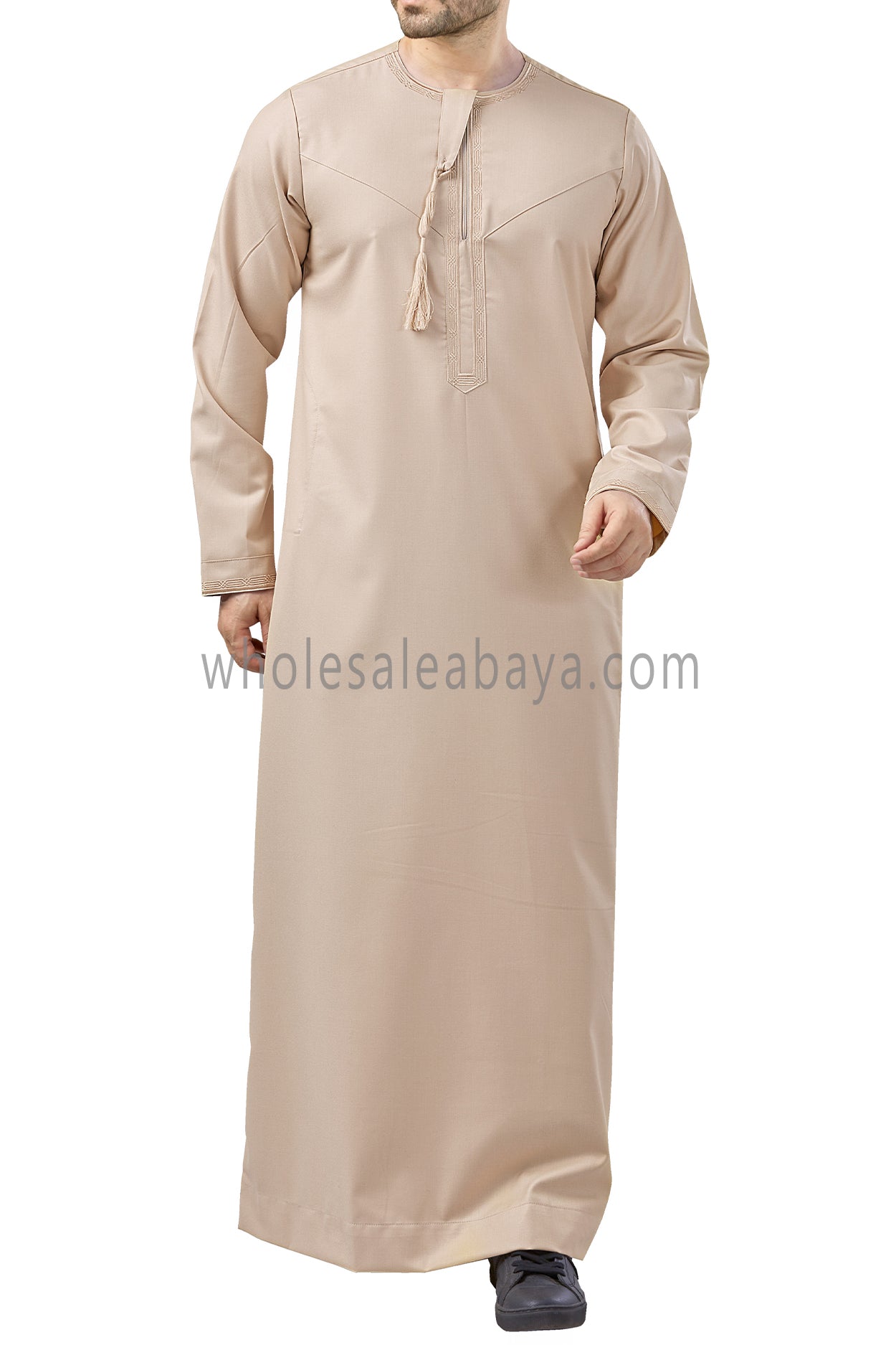 Premium Embroidered Omani Tassel Thoube Cream