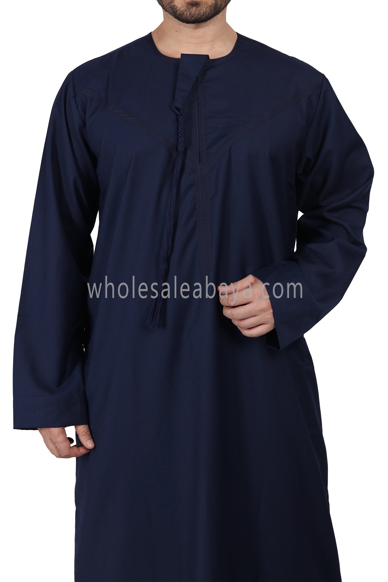 Premium Omani Thoube with Zip and Designer Tassel Navy Blue