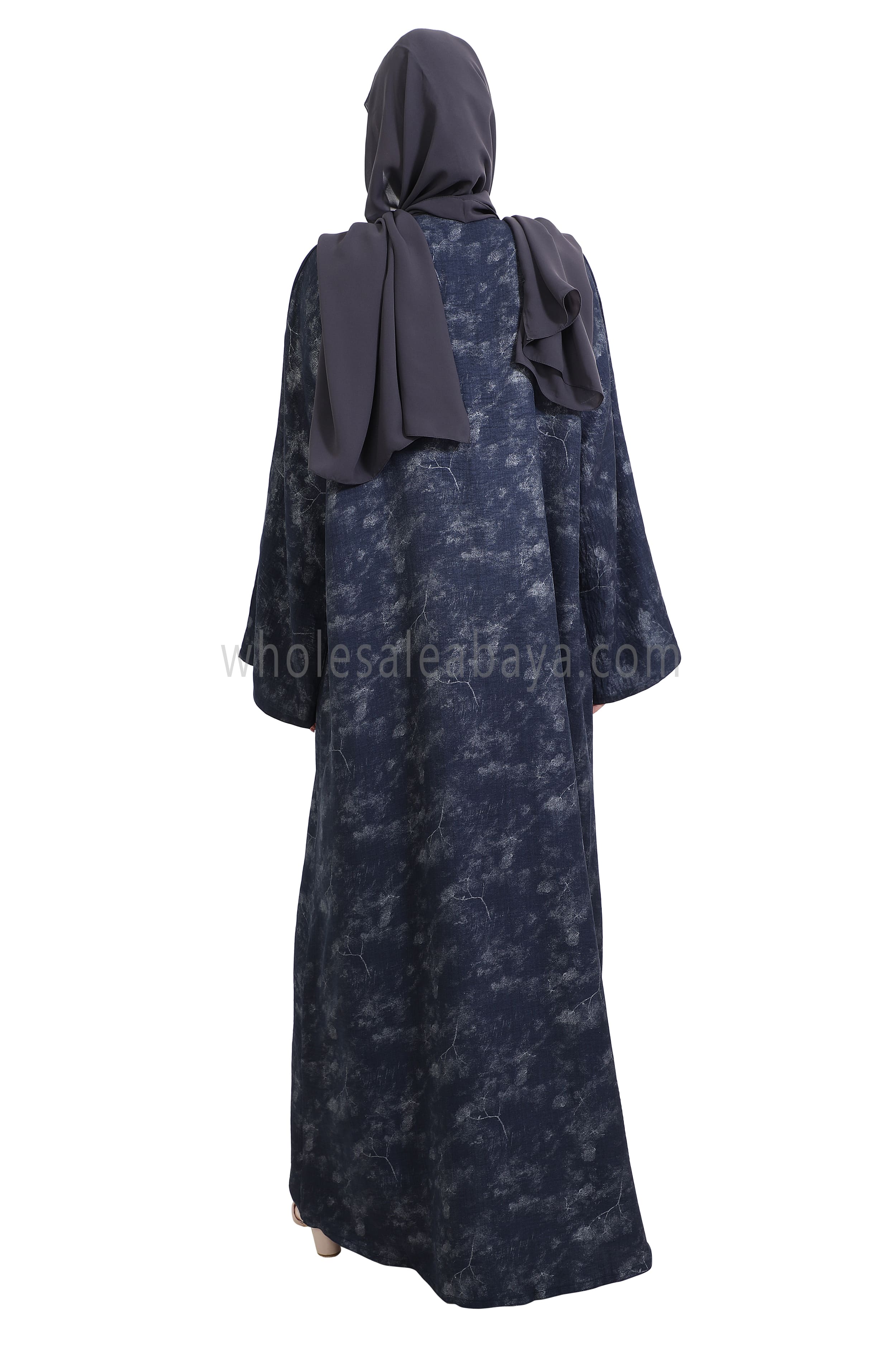 Linen Foil Jacquard Open Abaya