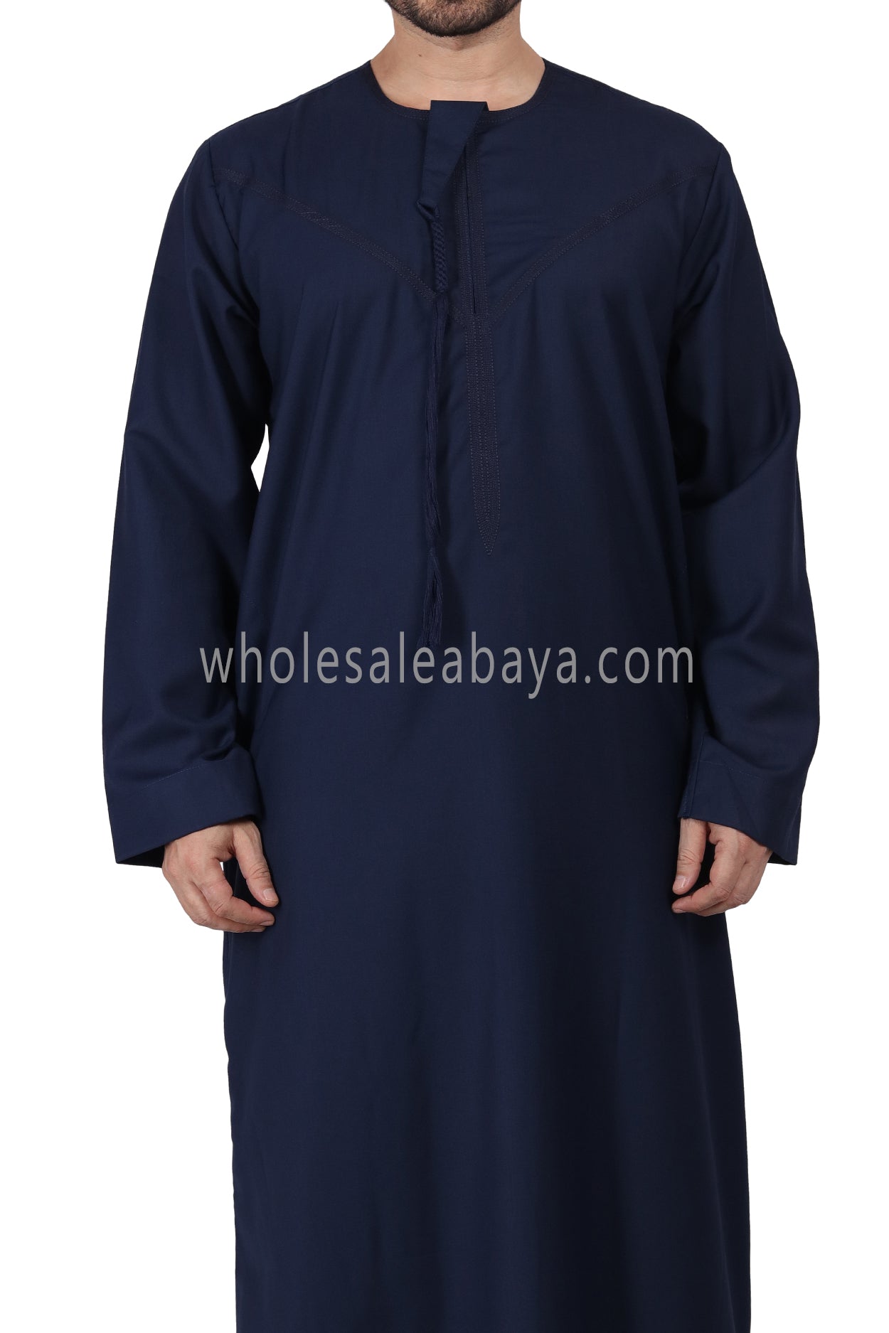 Premium Omani Thoube with Zip and Designer Tassel Navy Blue