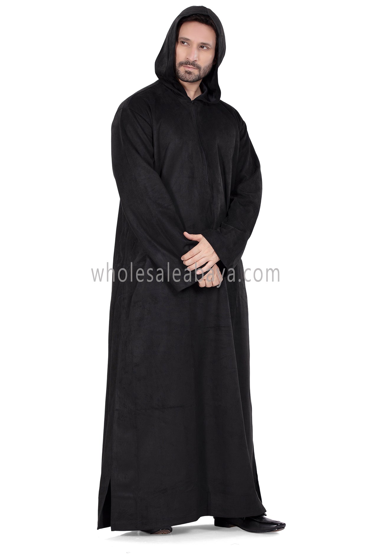 Premium Suede Hooded Thoube 90016 Black