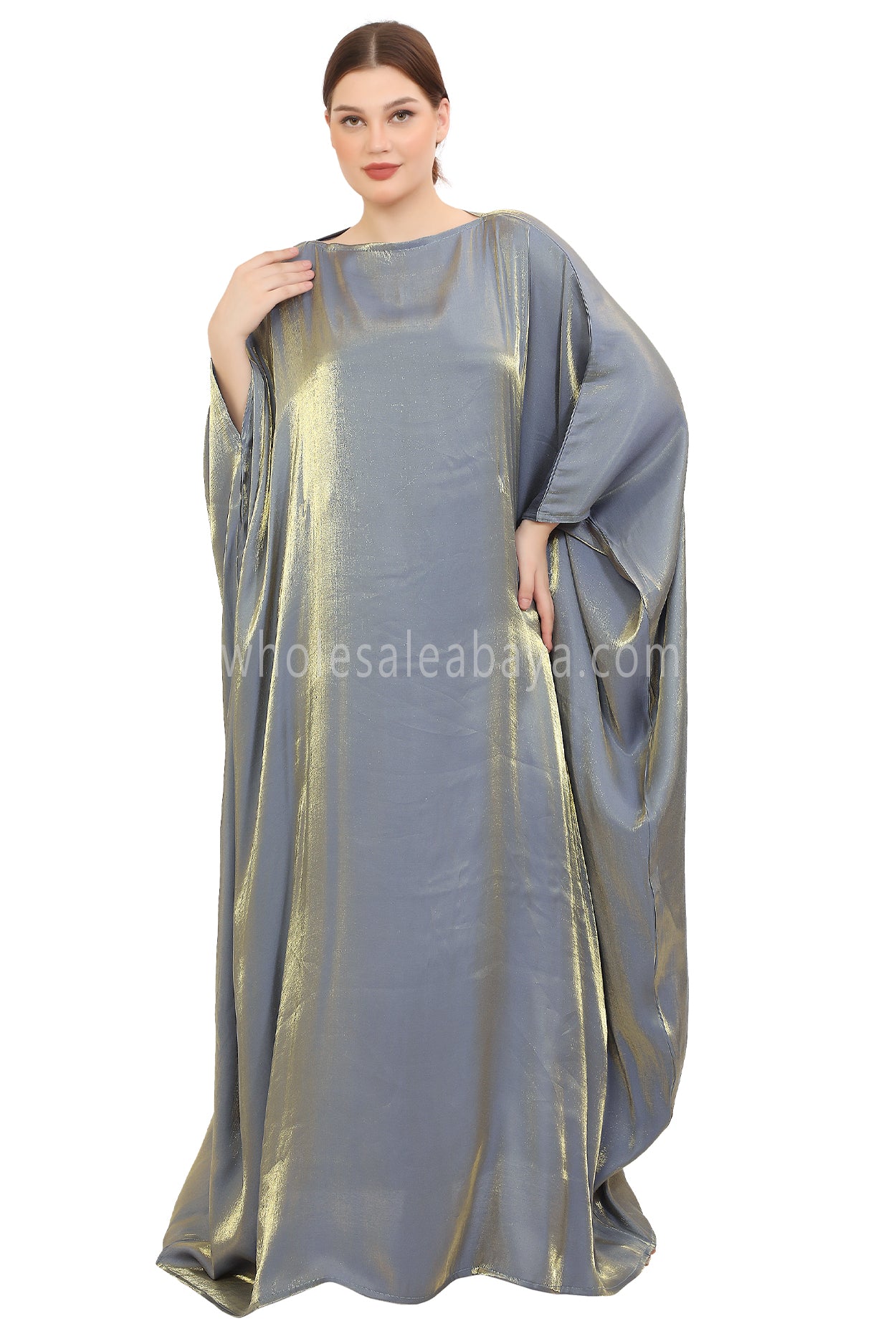 Butterfly Shimmer Kaftan Abaya Moon Silver 30520