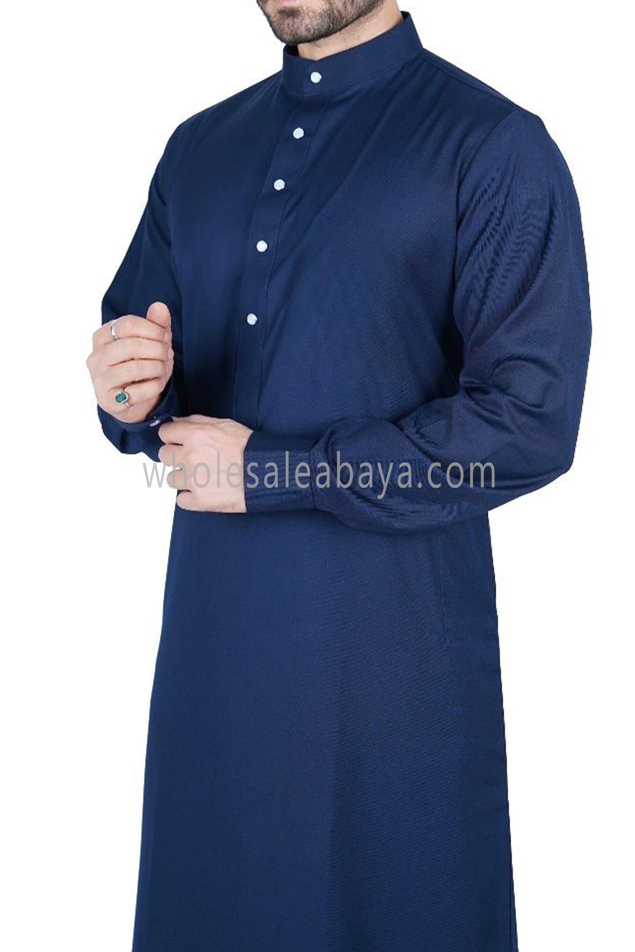 Men's Plain Thoube with Designer Buttons Blue Colour