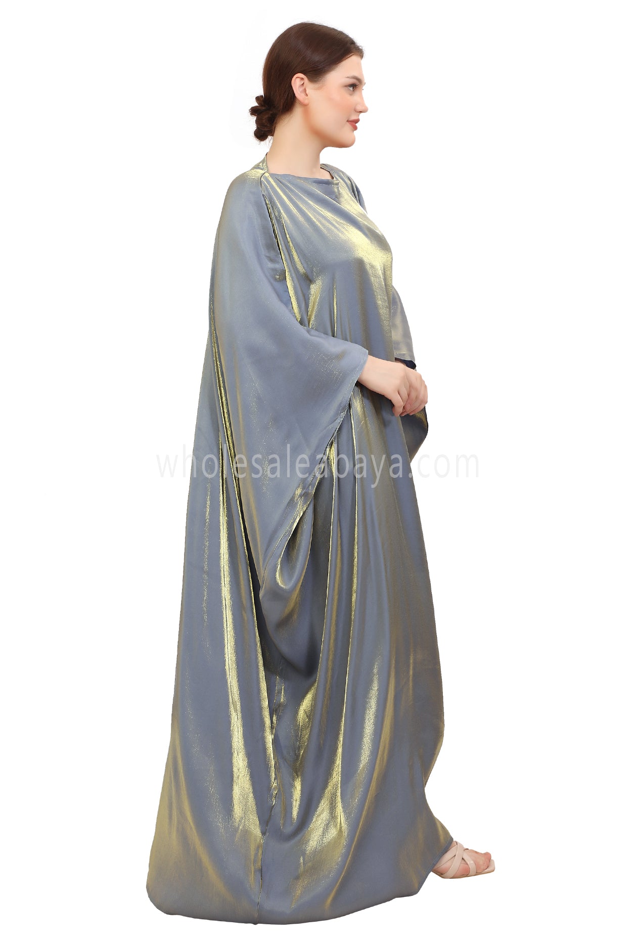 Butterfly Shimmer Kaftan Abaya Moon Silver 30520
