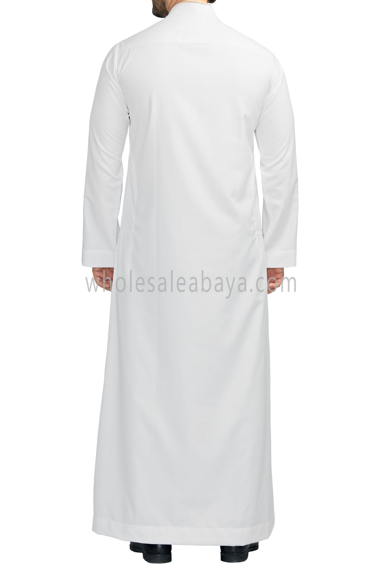 Elegant Men's Collar Thoube With Embroidery White