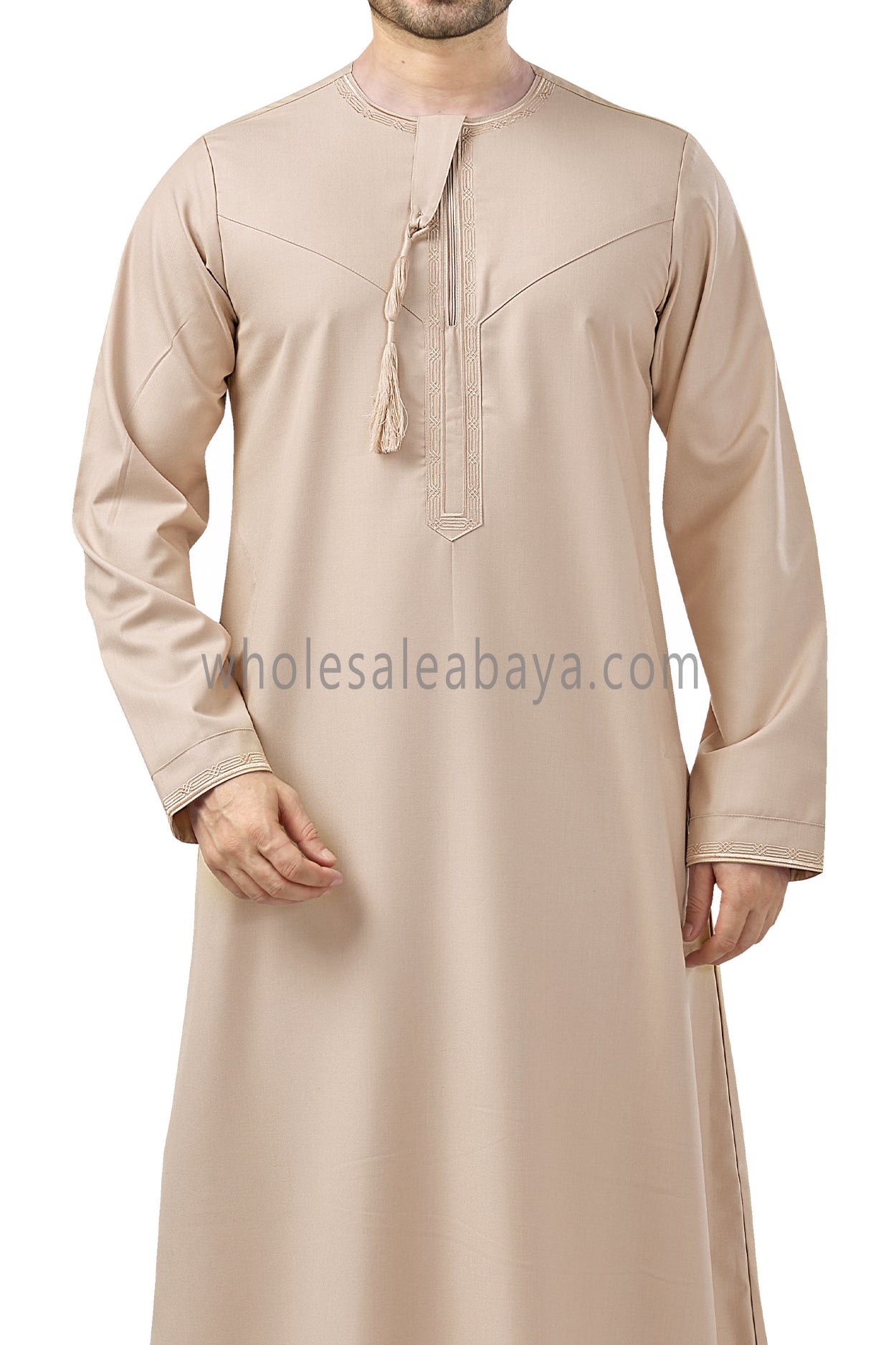 Premium Embroidered Omani Tassel Thoube Cream