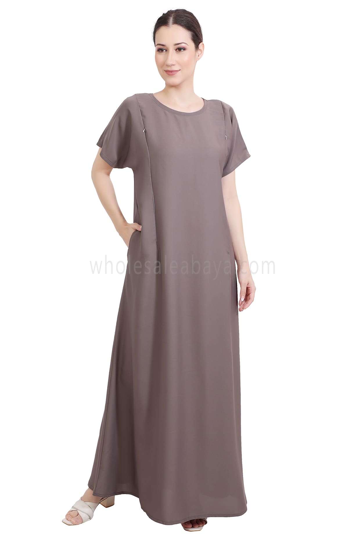 Inner Slip Dress Abaya with Maternity Zips
